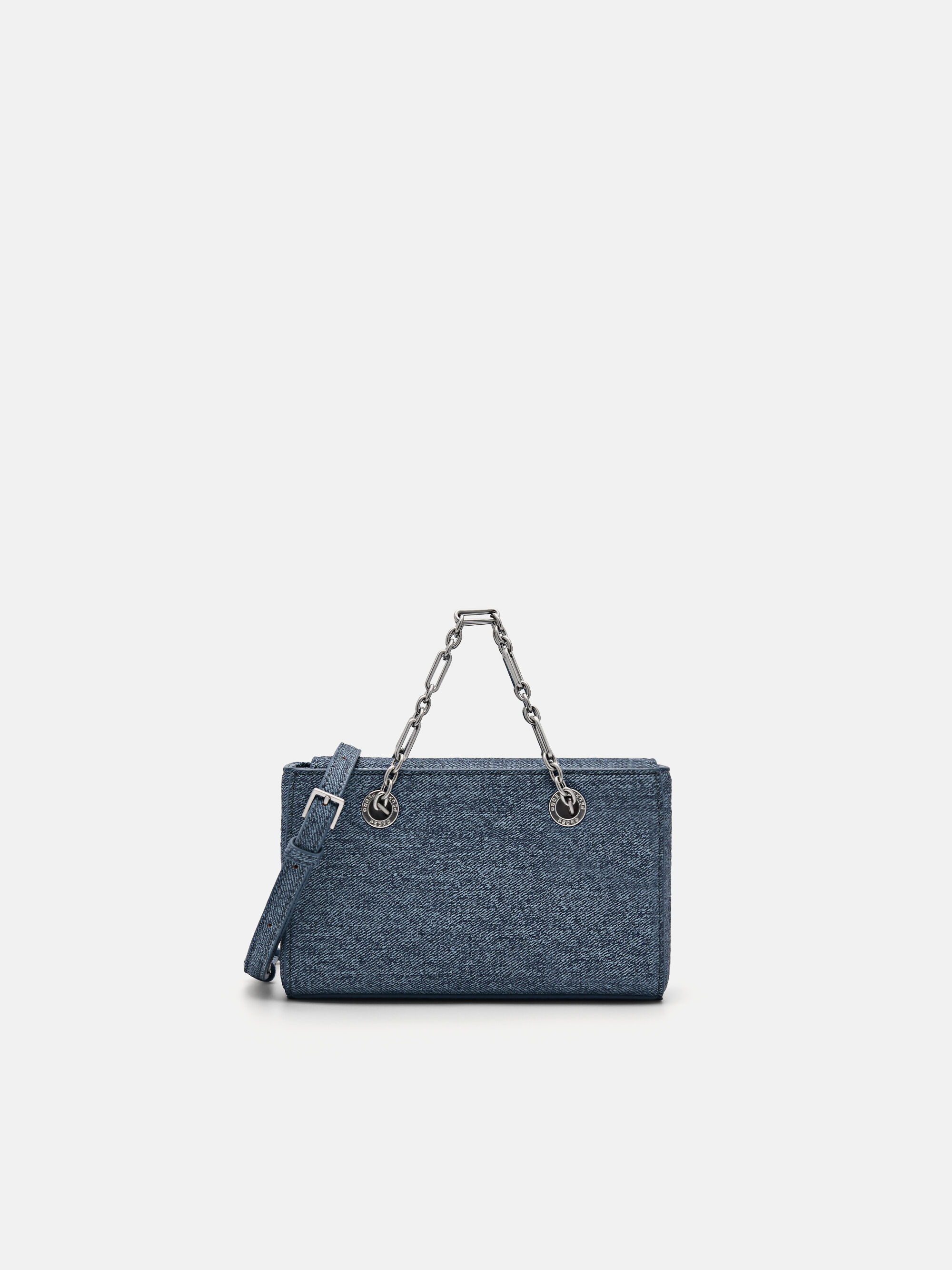 Chain Handle Handbag, Blue