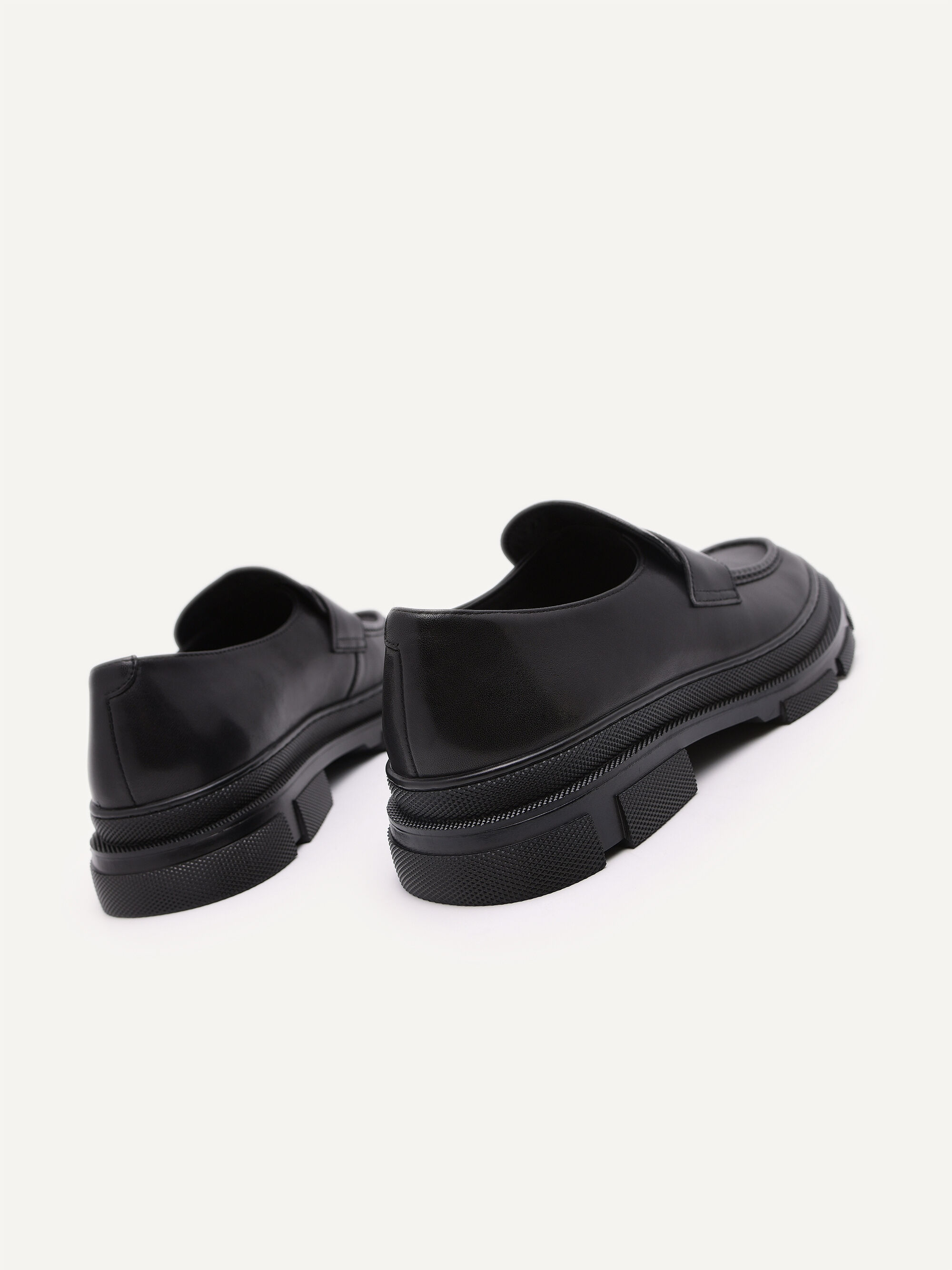 Black Chunky Leather Loafers - PEDRO MY