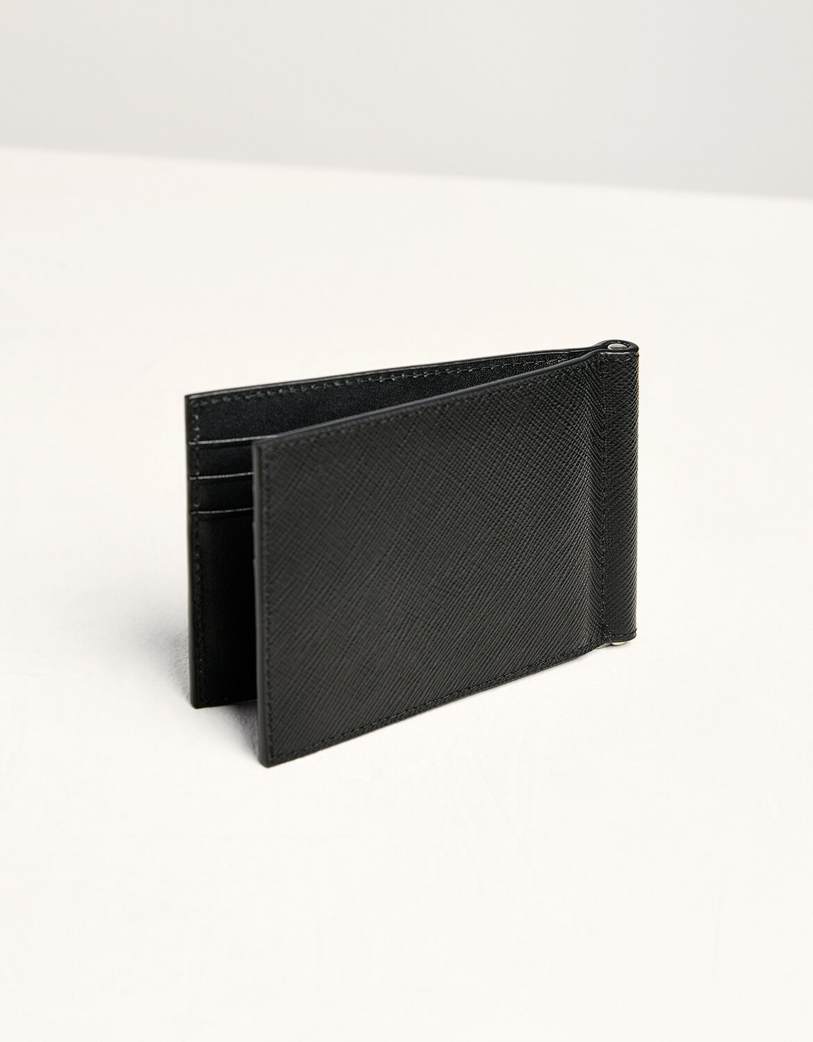 Black Bi Fold Mens S009 Scorteus Leather Money Clip Wallet, Card