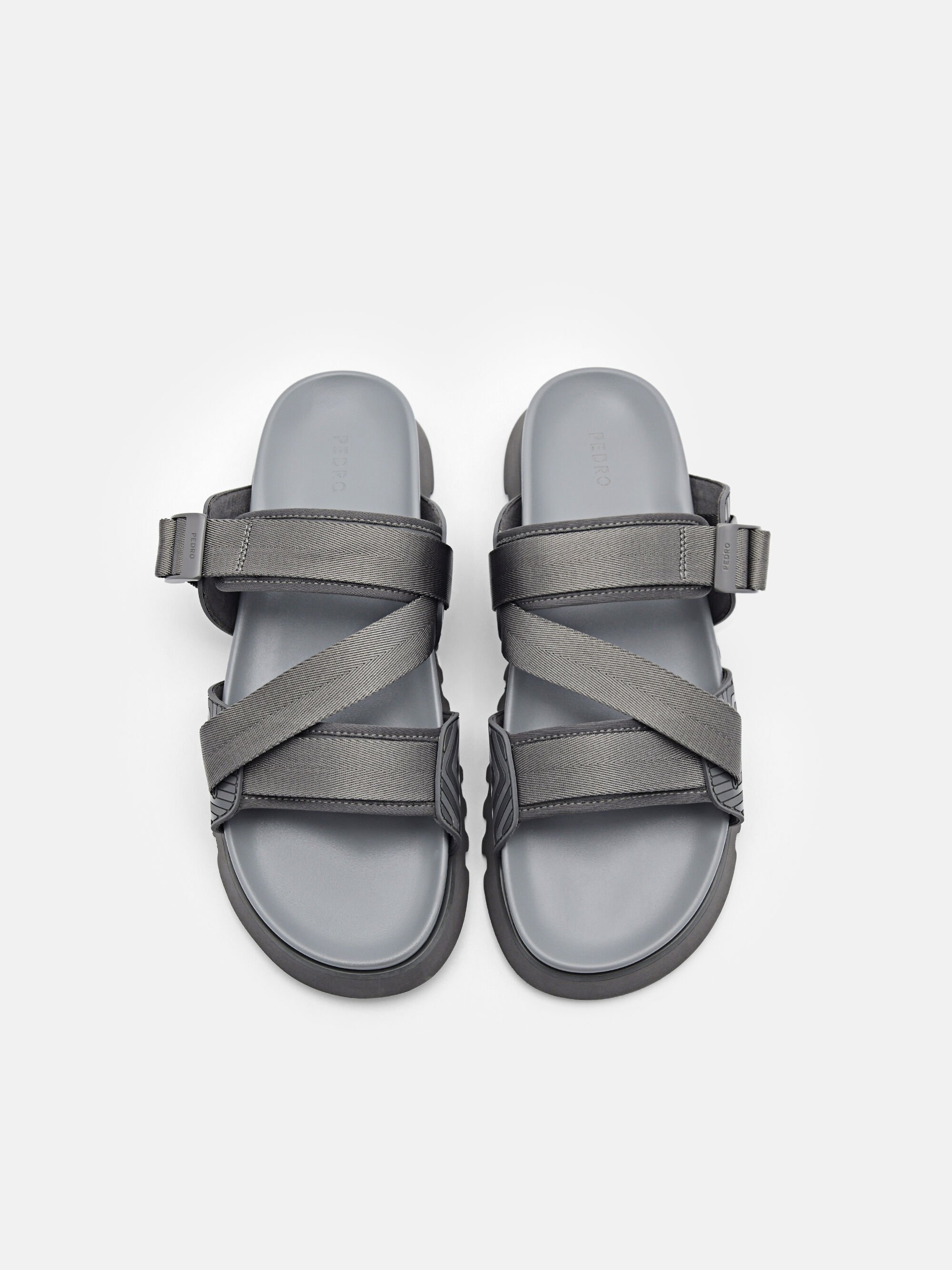 Nylon Strap Sandals, Dark Grey