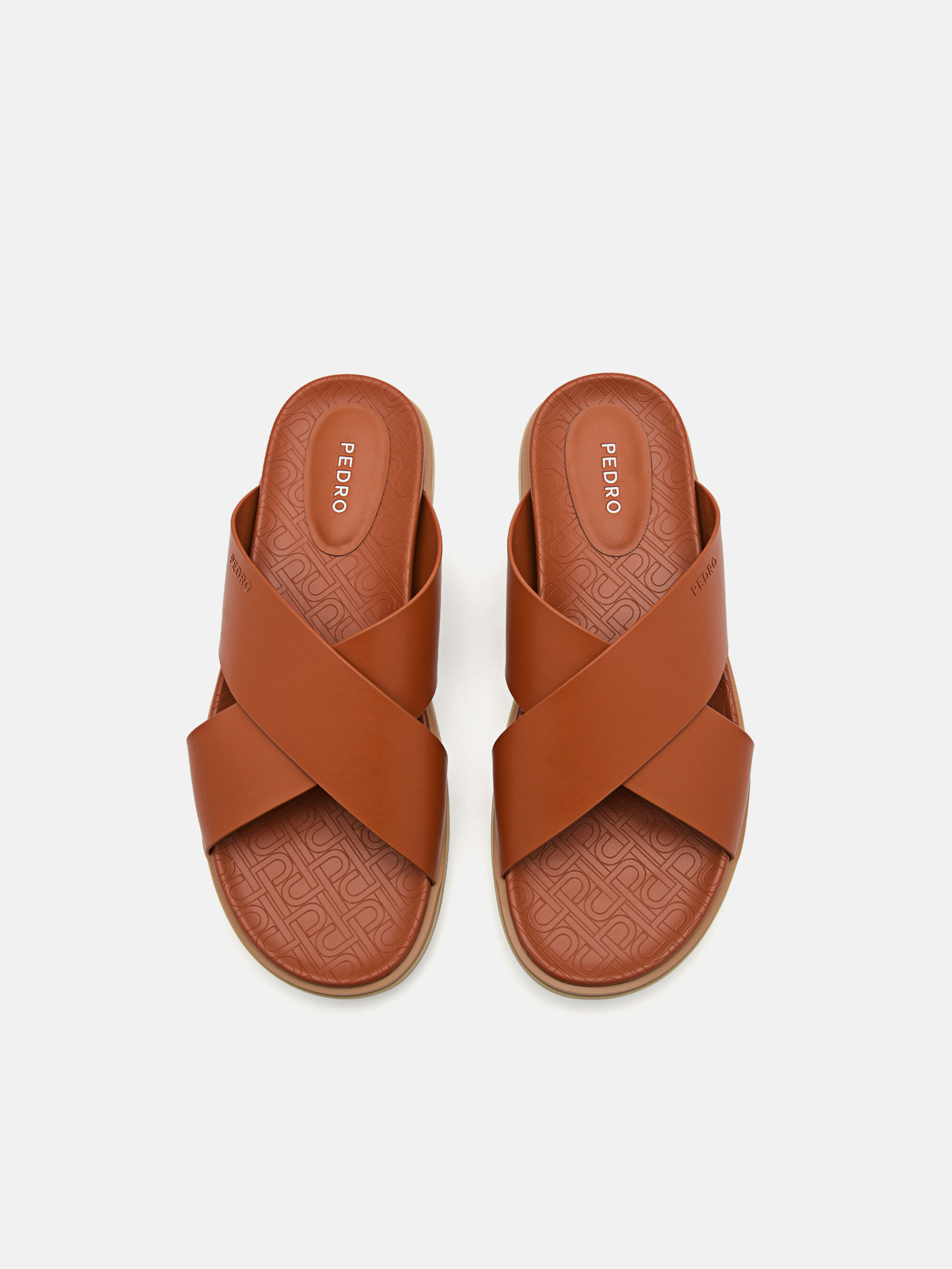 PEDRO Icon Cross Strap Sandals, Cognac