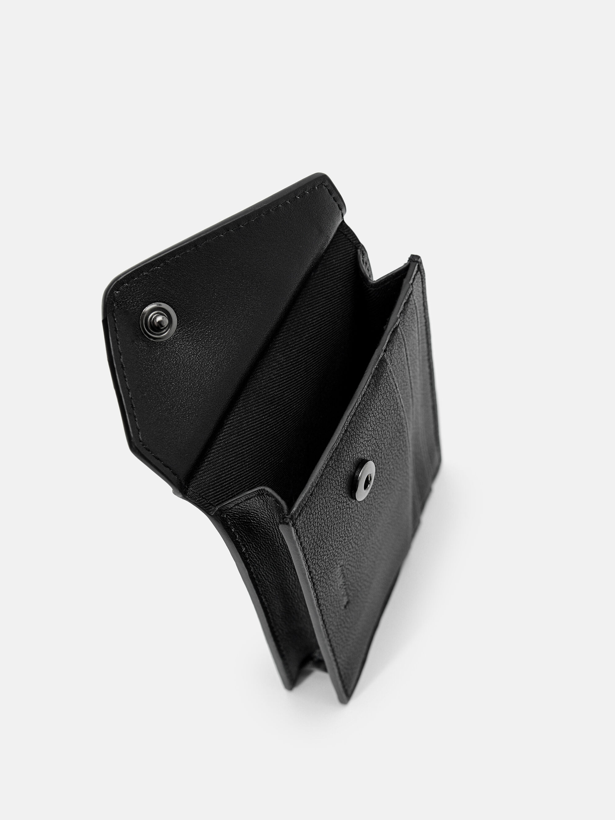 Taper Leather Card Holder in Pixel, Black