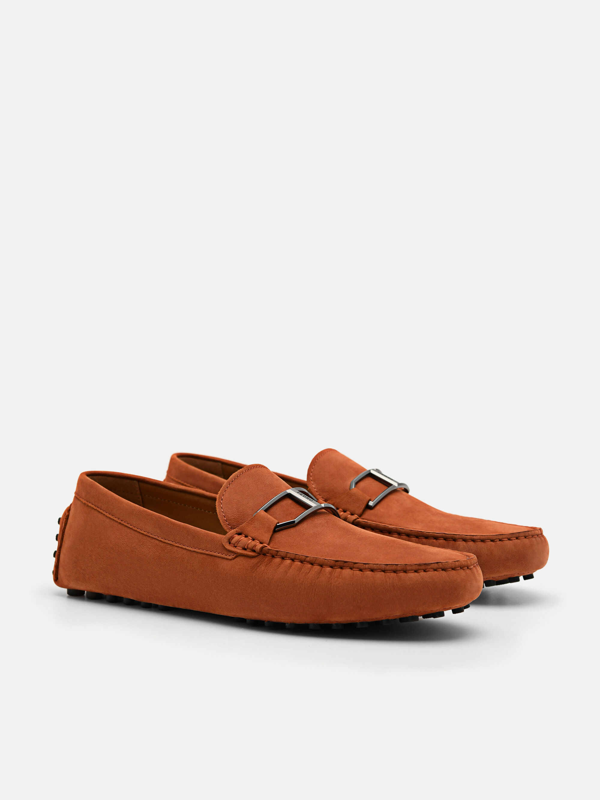 Leather Buckle Driving Shoes, Cognac