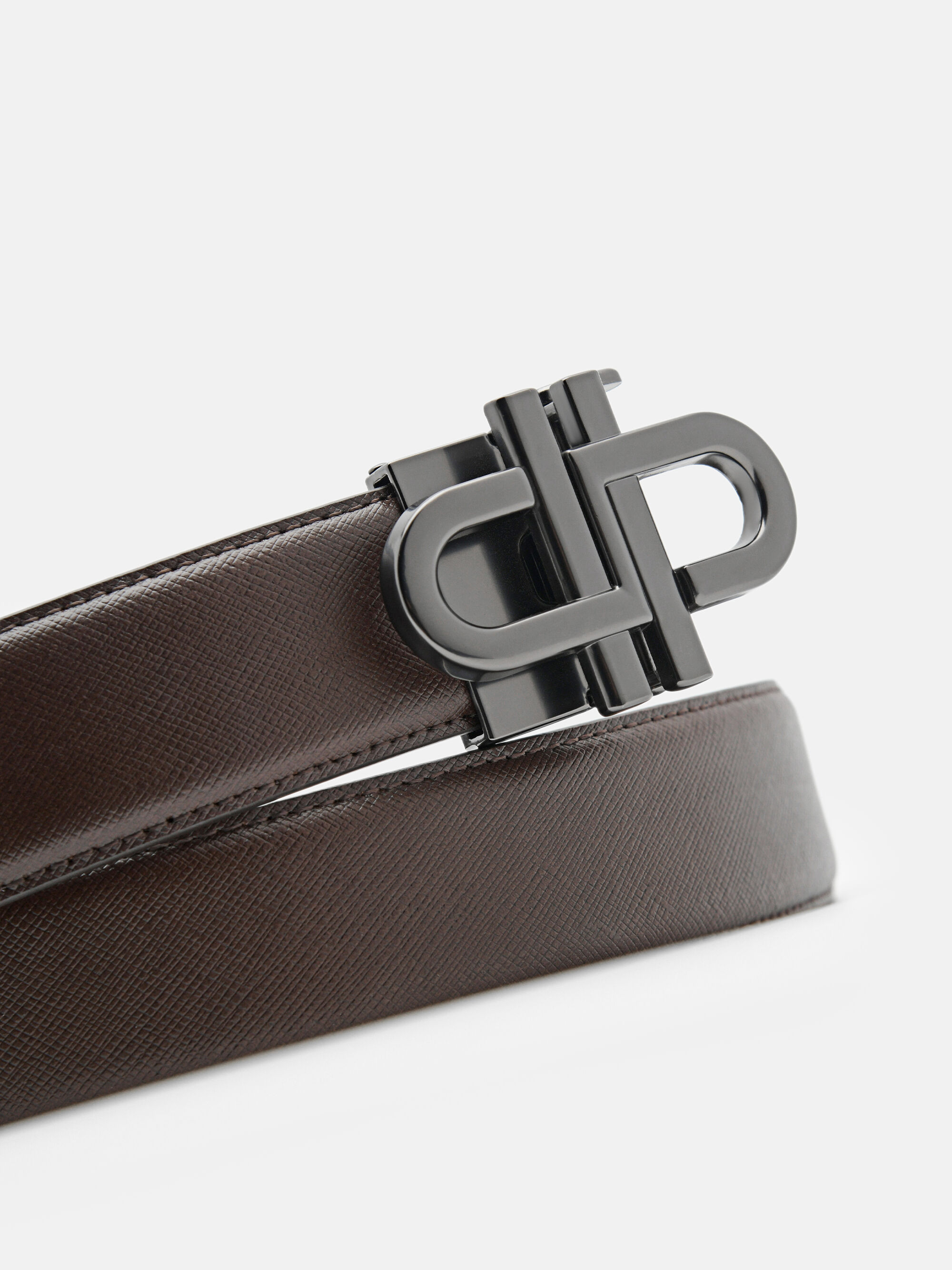 PEDRO Icon Saffiano Leather Automatic Belt, Dark Brown