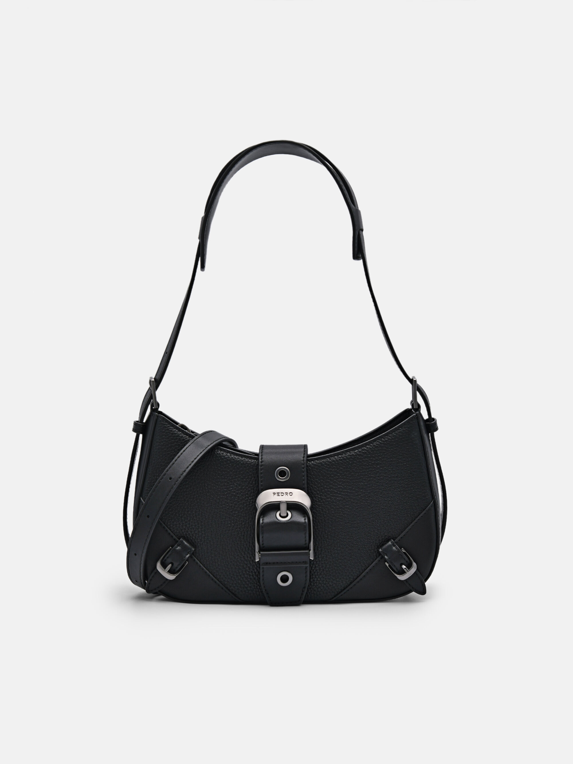 Helix Leather Shoulder Bag, Black