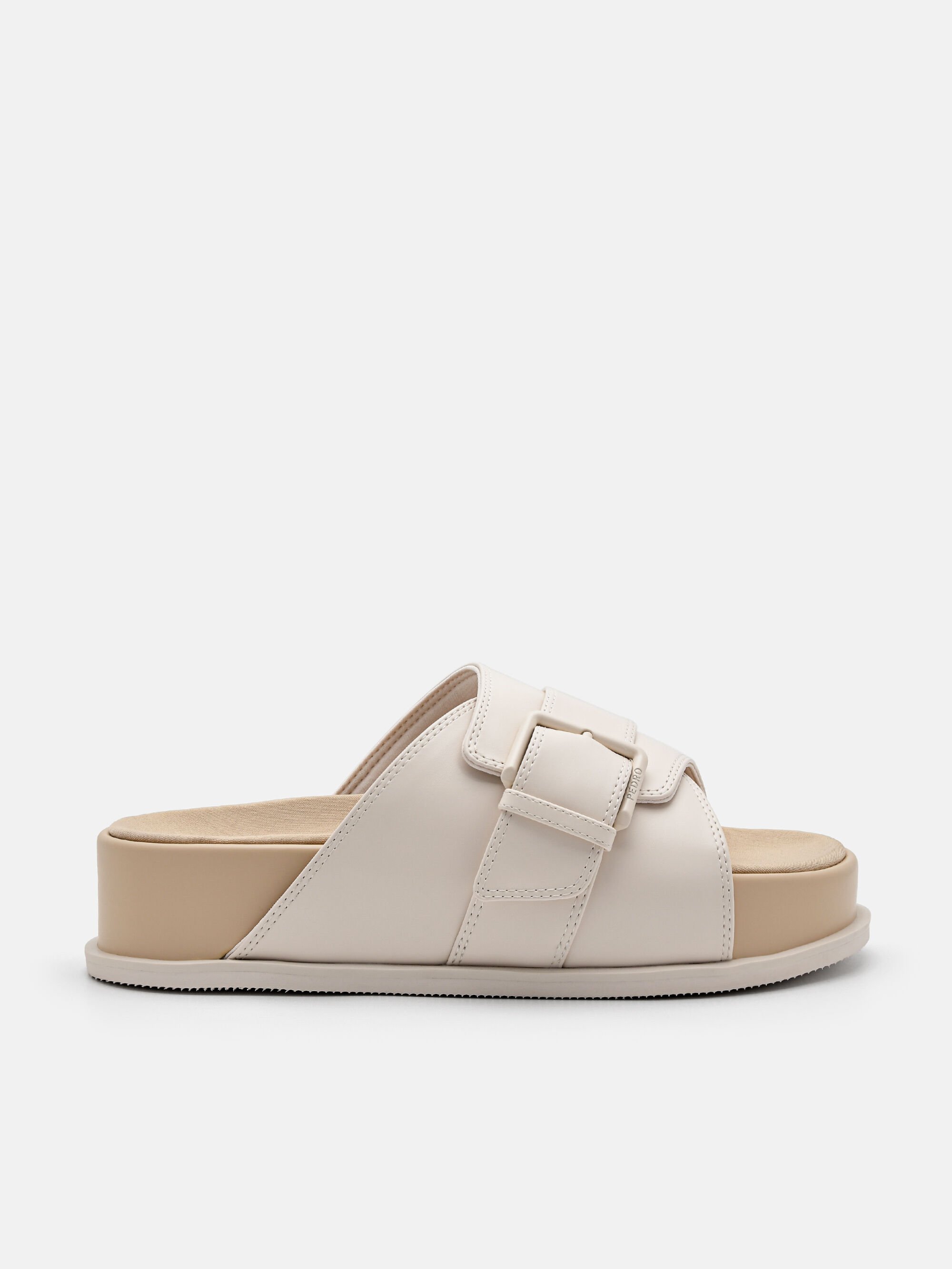 Buckle Slip-On Sandals, Chalk