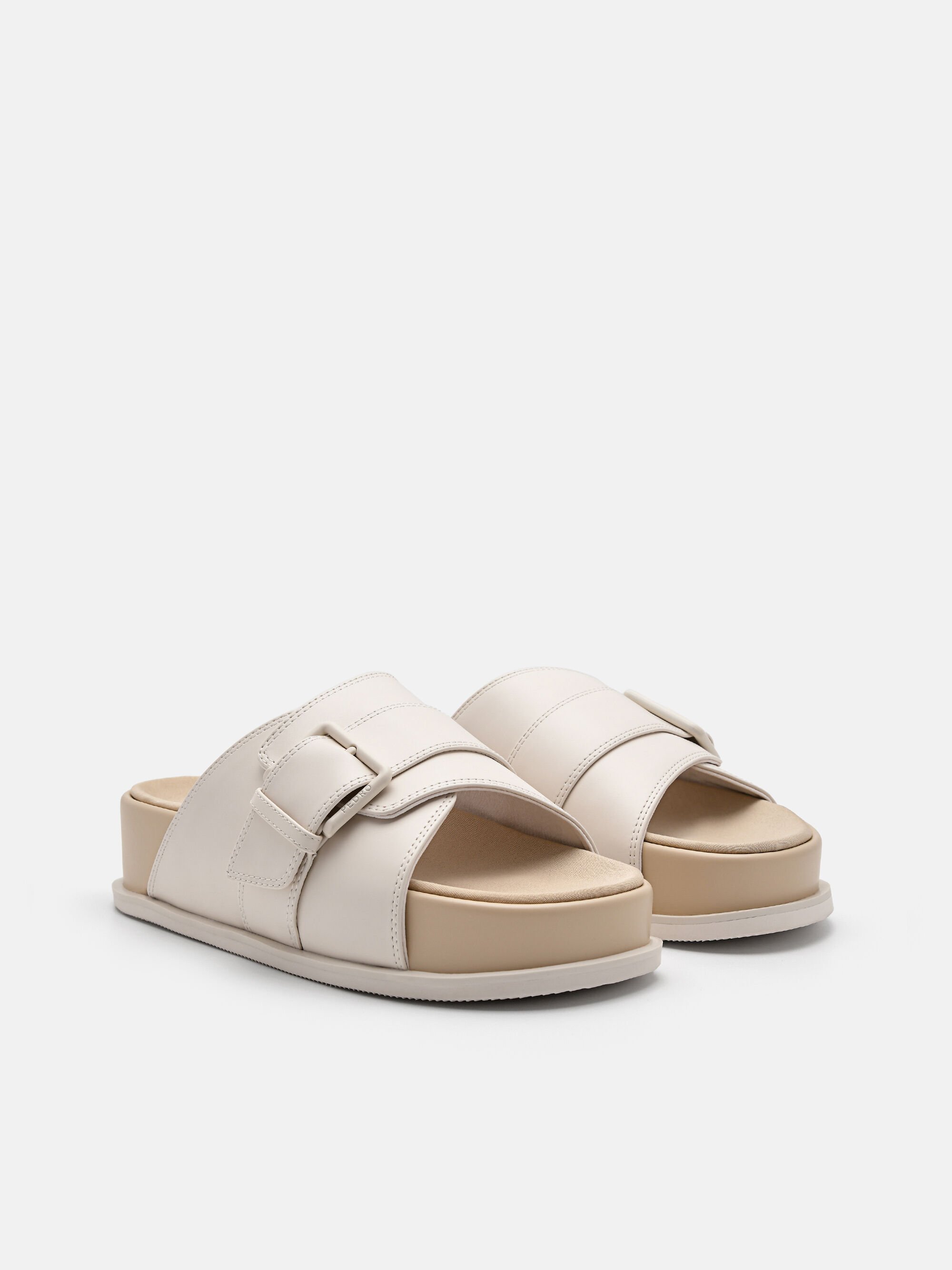 Buckle Slip-On Sandals, Chalk