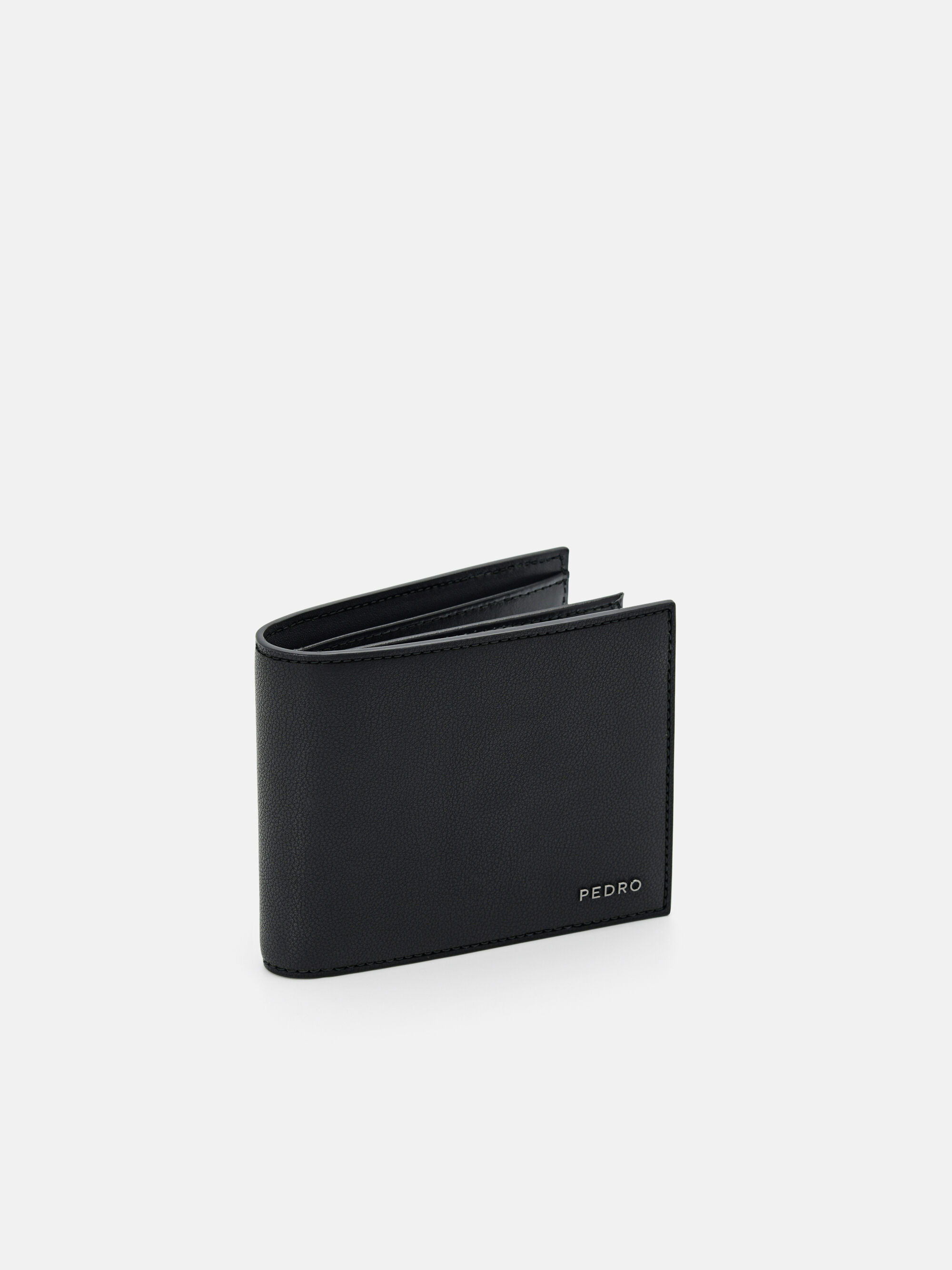 Leather Bi-Fold Flip Wallet, Black