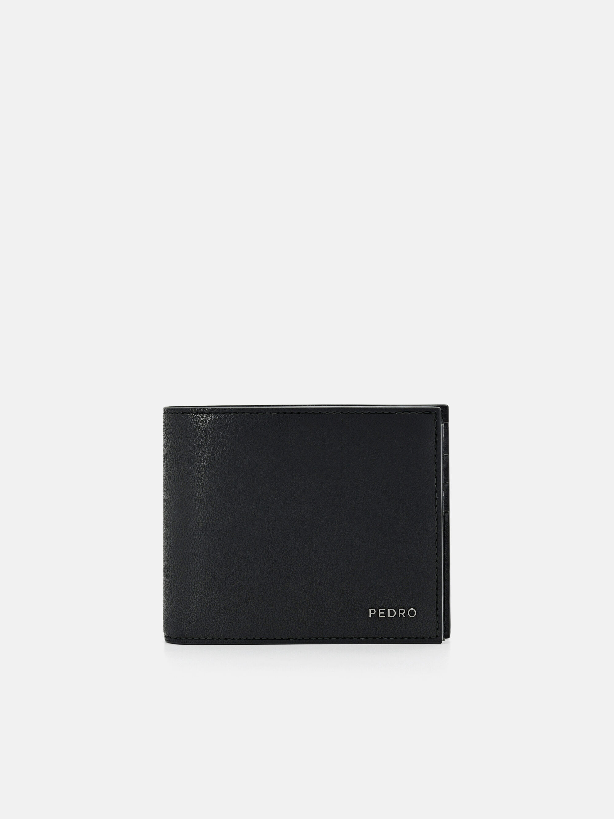 Leather Bi-Fold Flip Wallet, Black