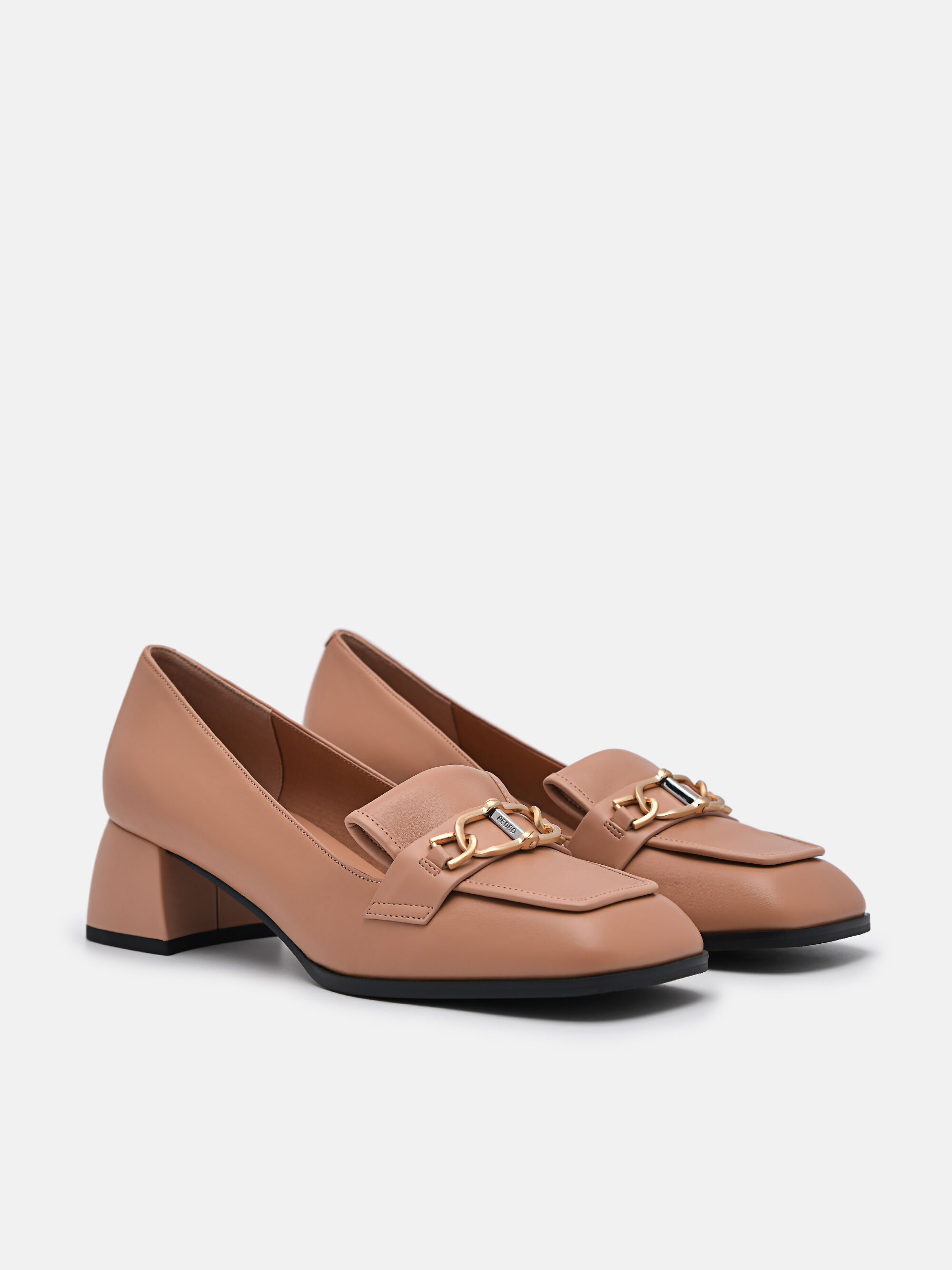 Jean Leather Heel Pumps, Camel