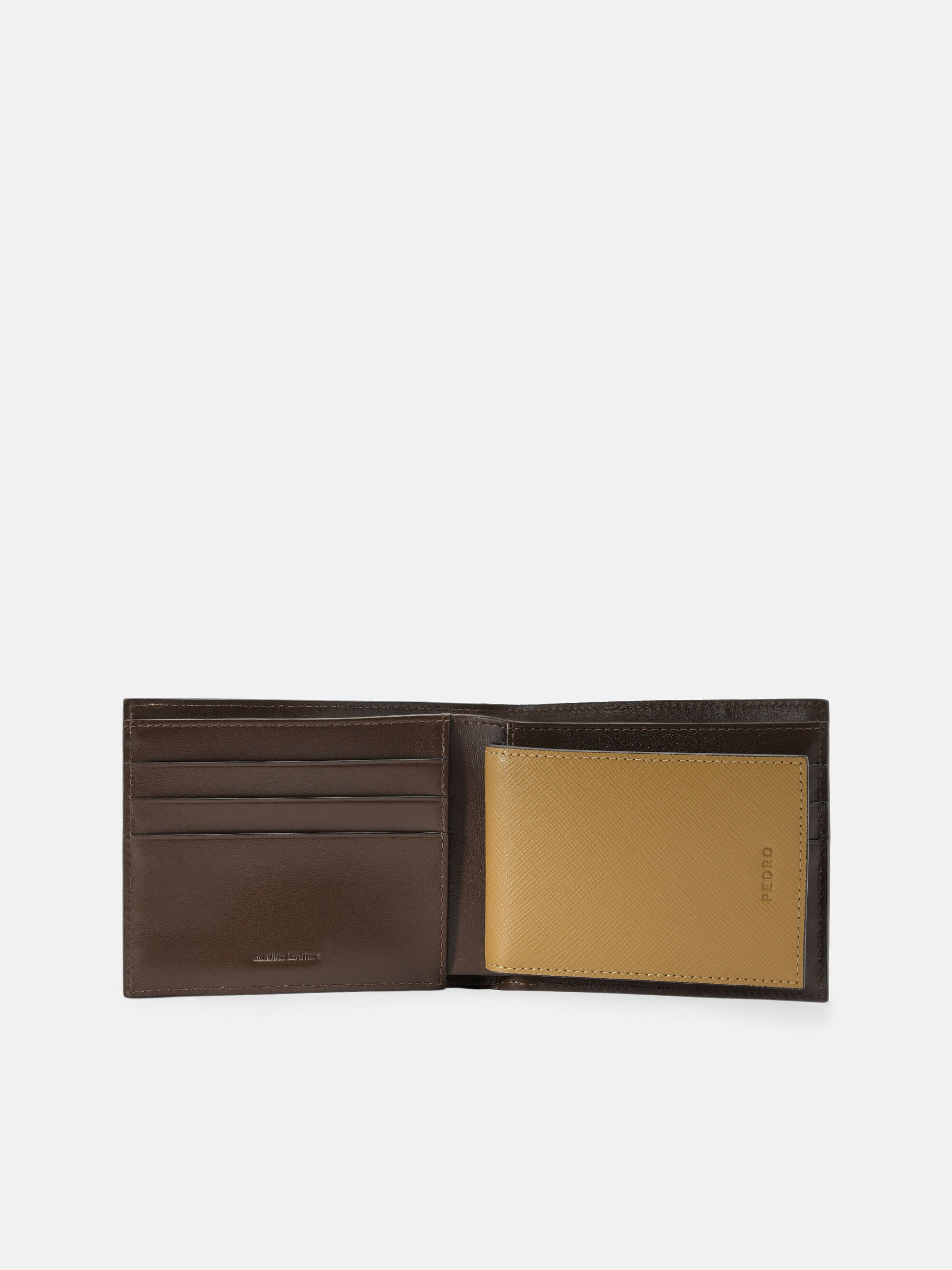 Saffiano Leather Bi-Fold Wallet with Insert, Cognac