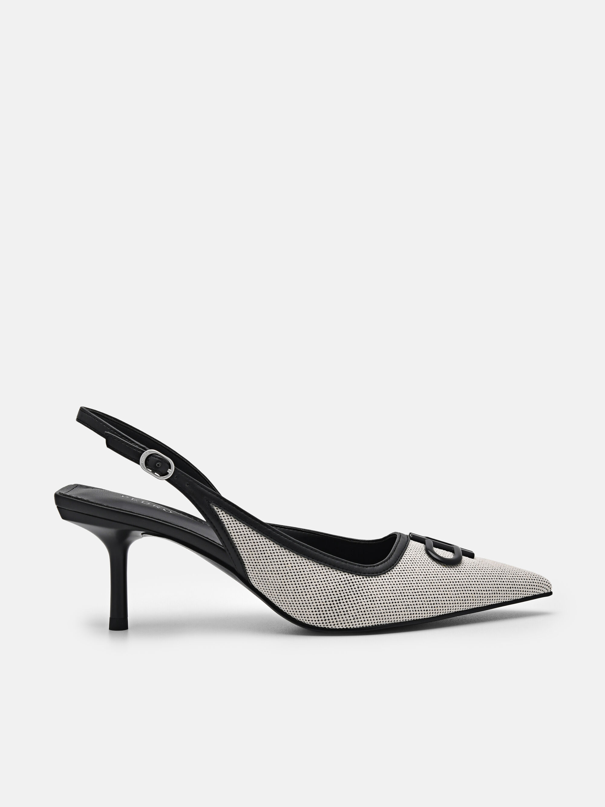 PEDRO Icon Canvas Slingback Pumps, Black