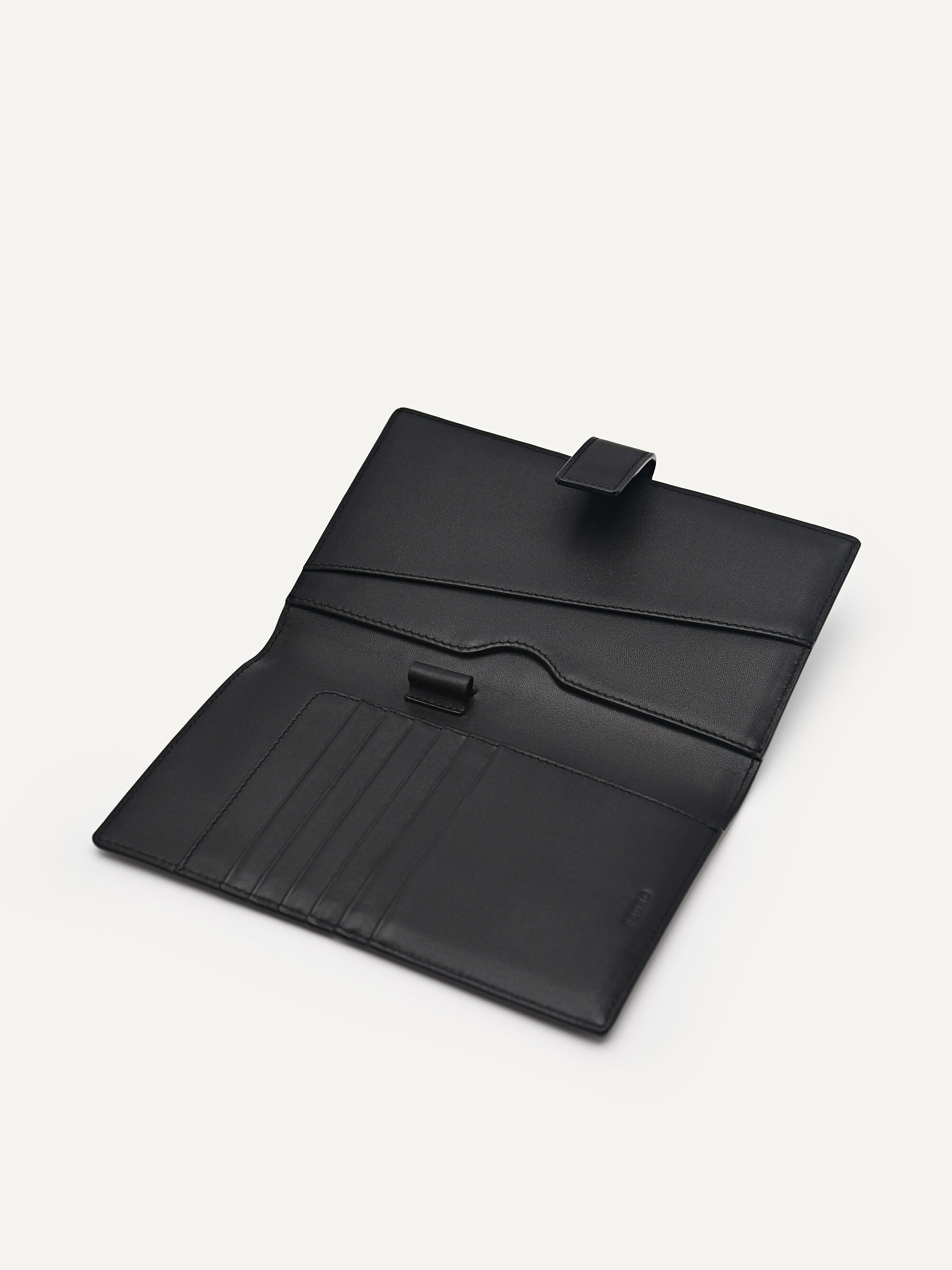 Leather Micro Bi-Fold Travel Organiser, Black