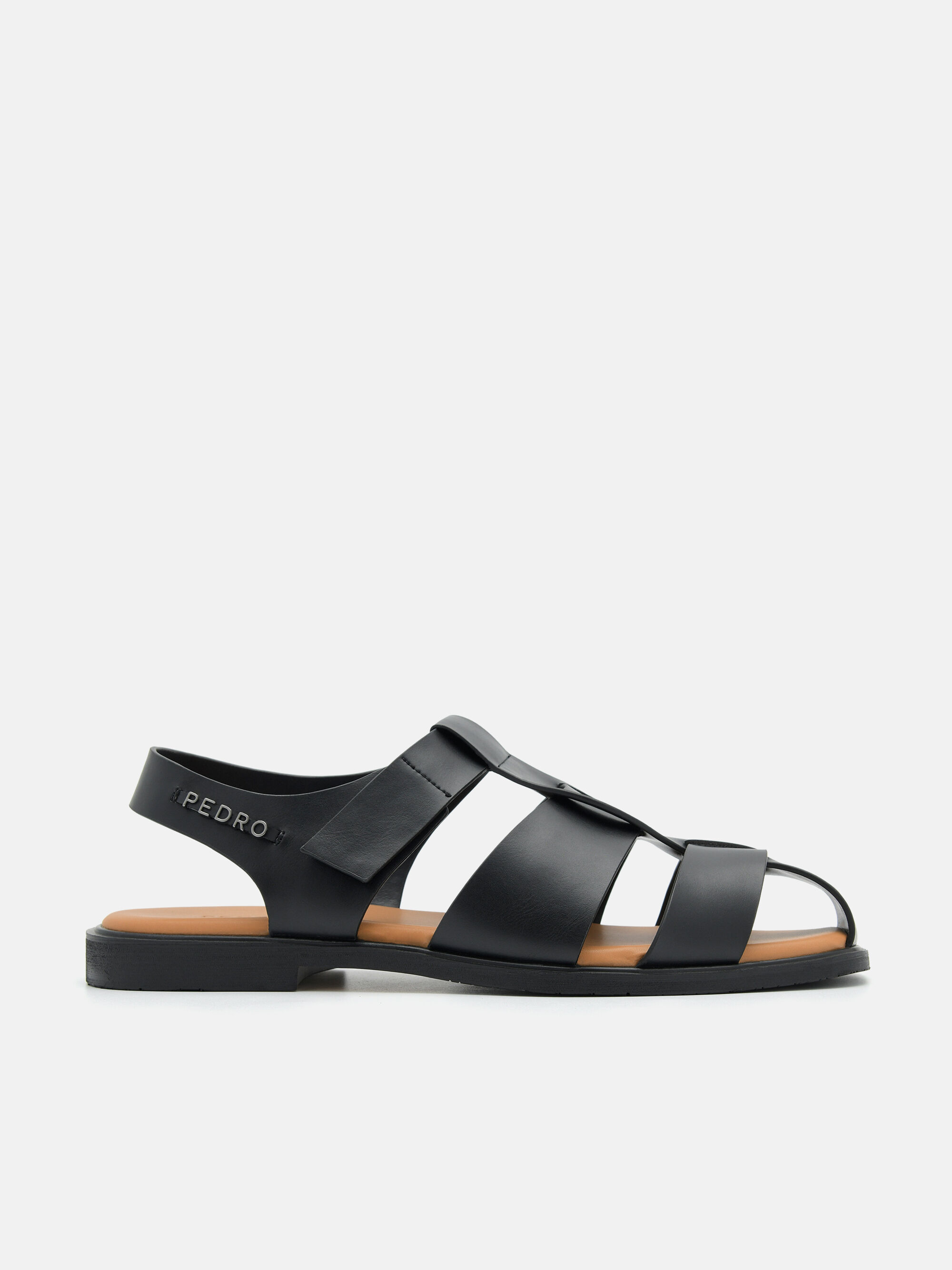 Roman Backstrap Sandals, Black