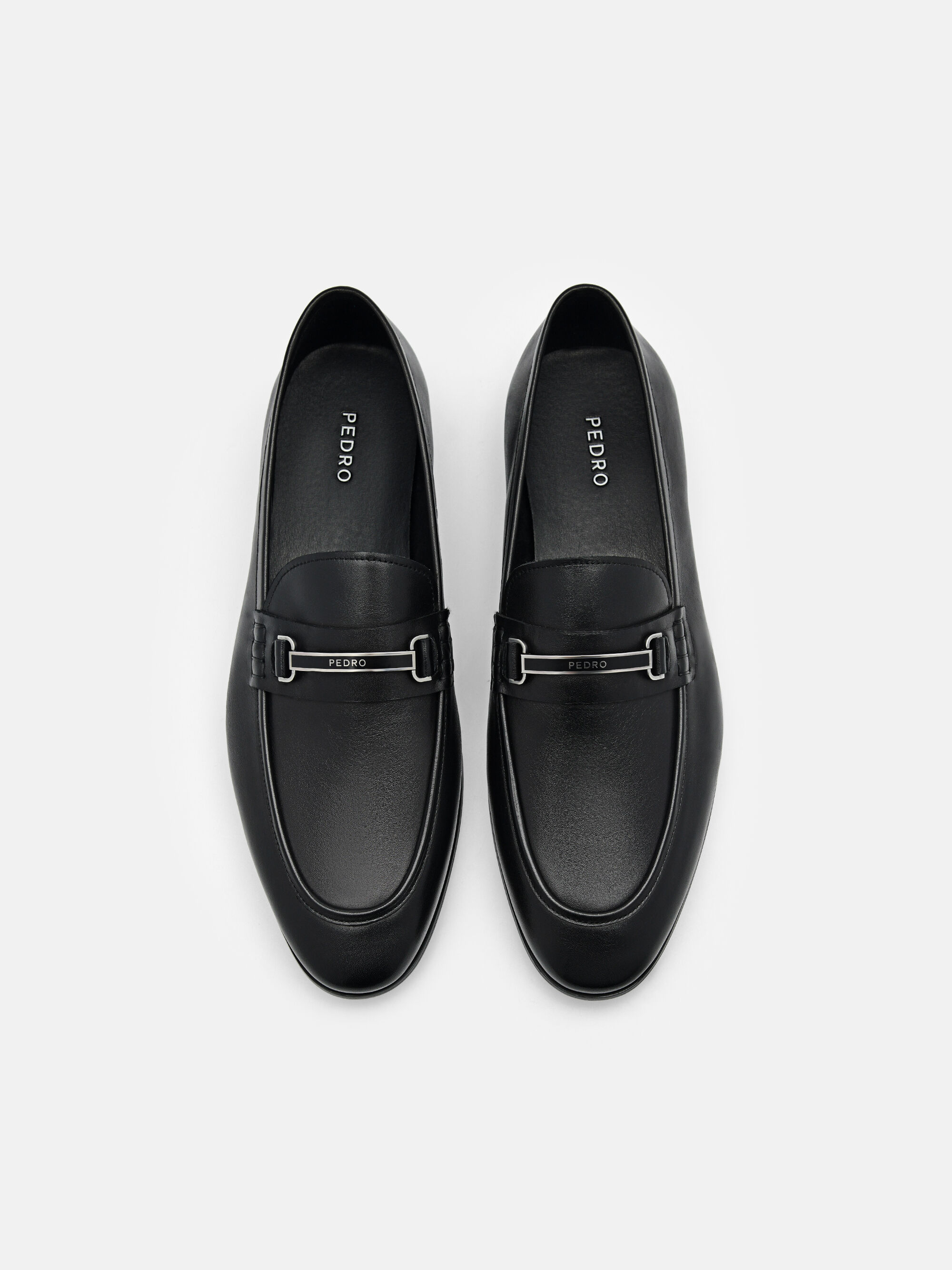 Steven Leather Loafers, Black