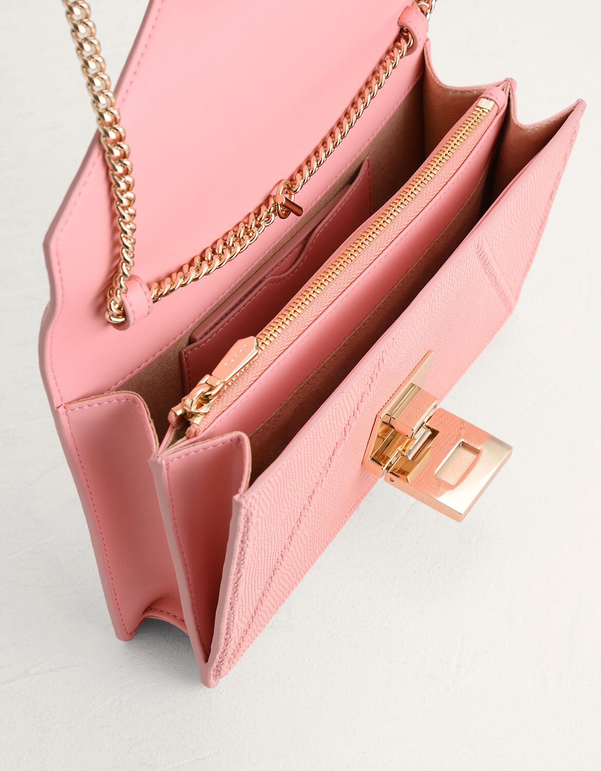 Lizard-Effect Leather Envelope Travel Organizer, Pink
