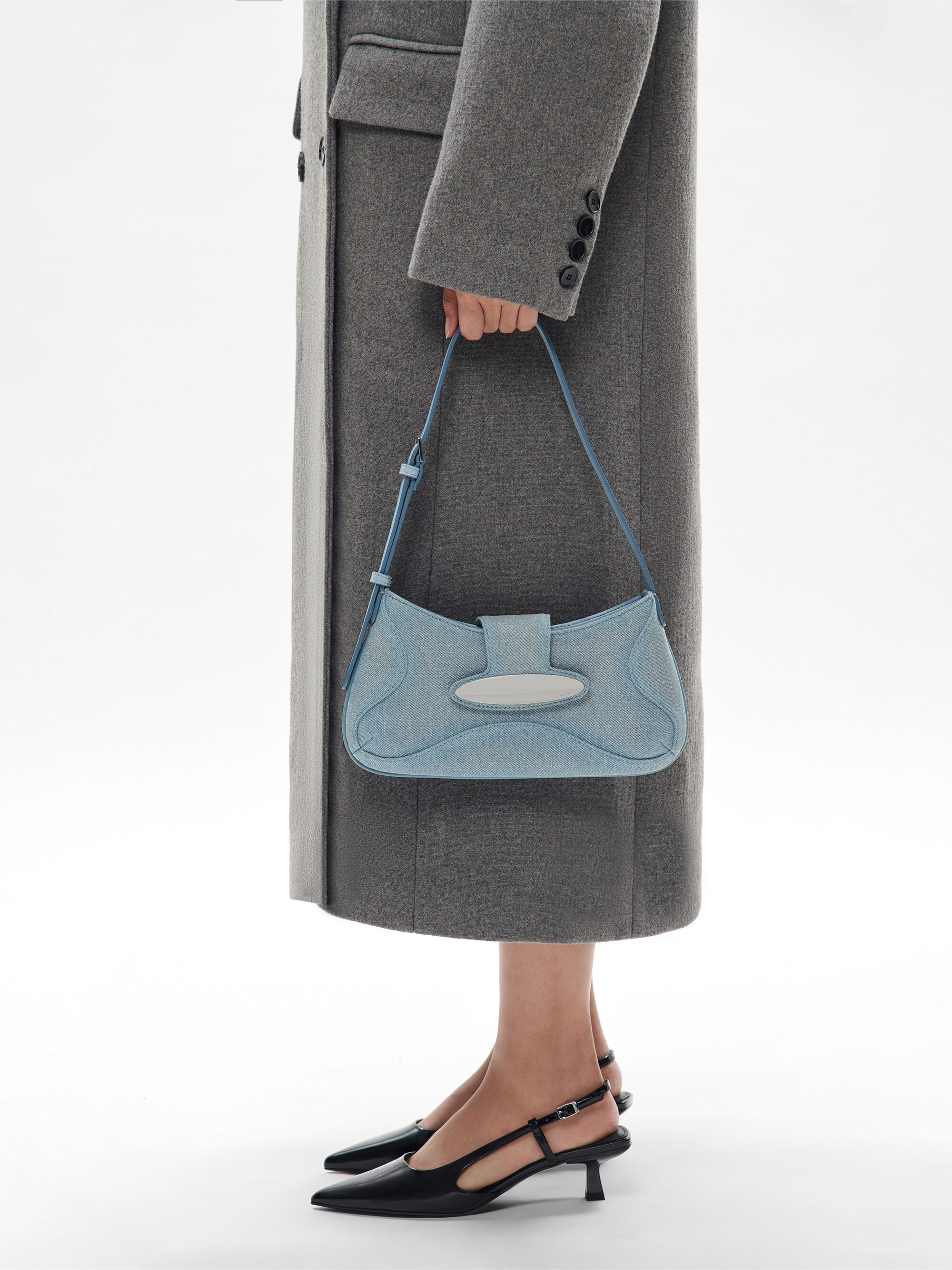 Dione Shoulder Bag, Slate Blue