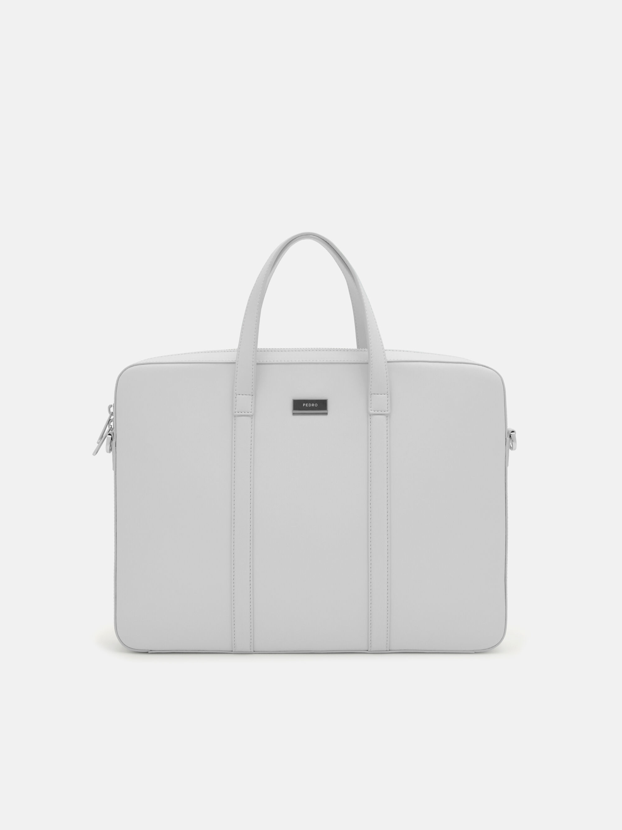 Allen Leather Briefcase, Light Grey