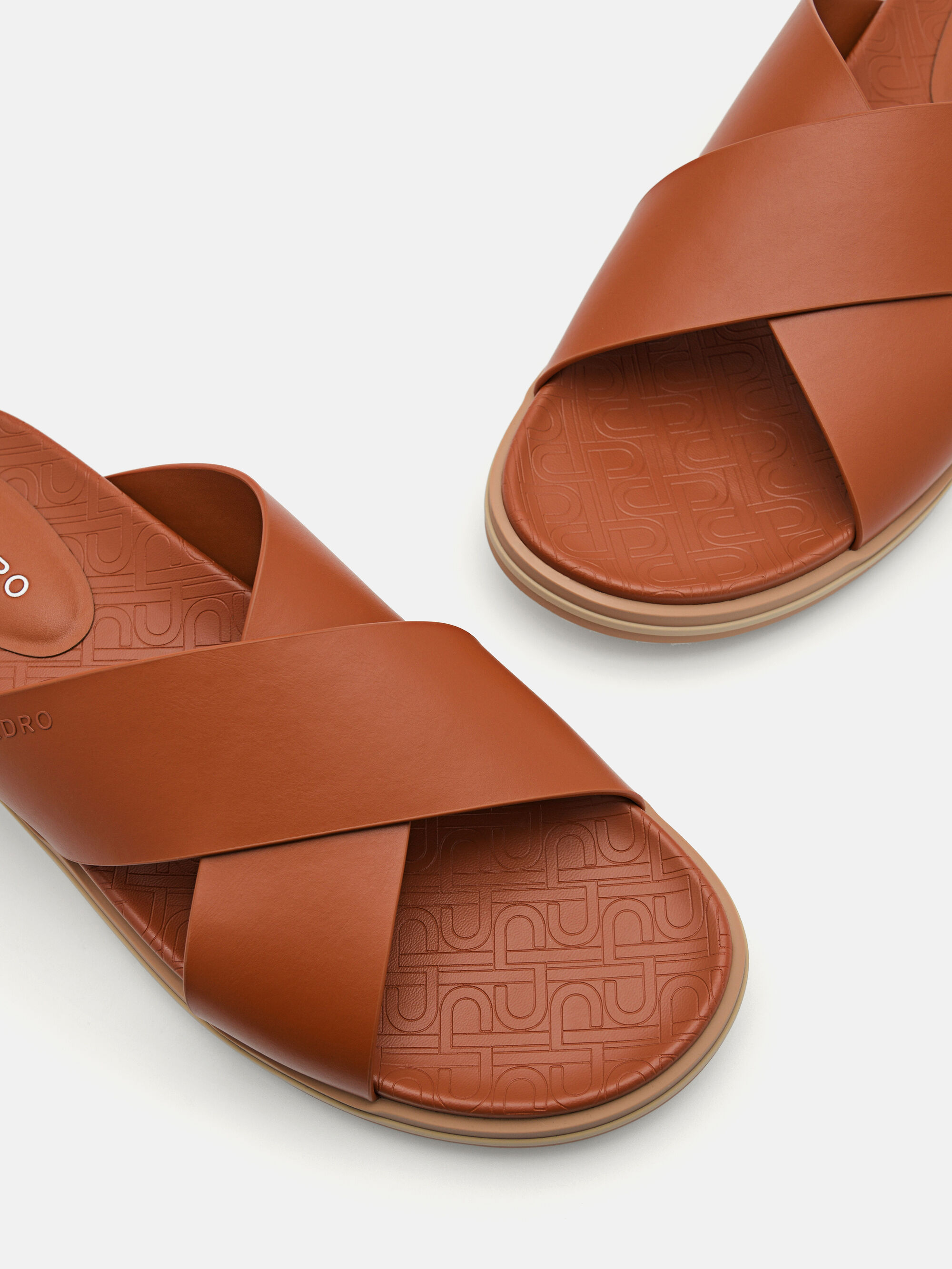 PEDRO Icon Cross Strap Sandals, Cognac