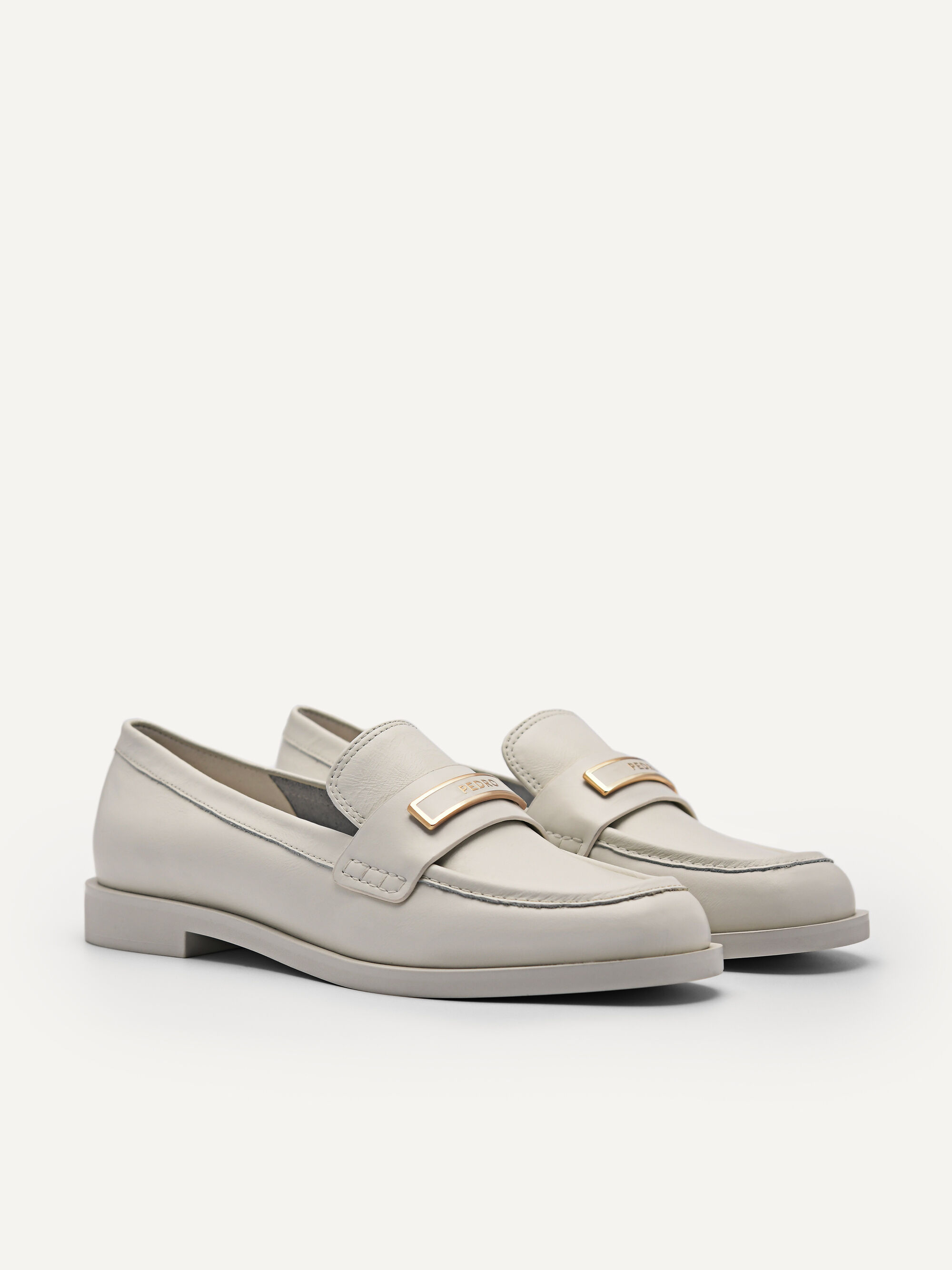 Bianca Leather Loafers, Chalk