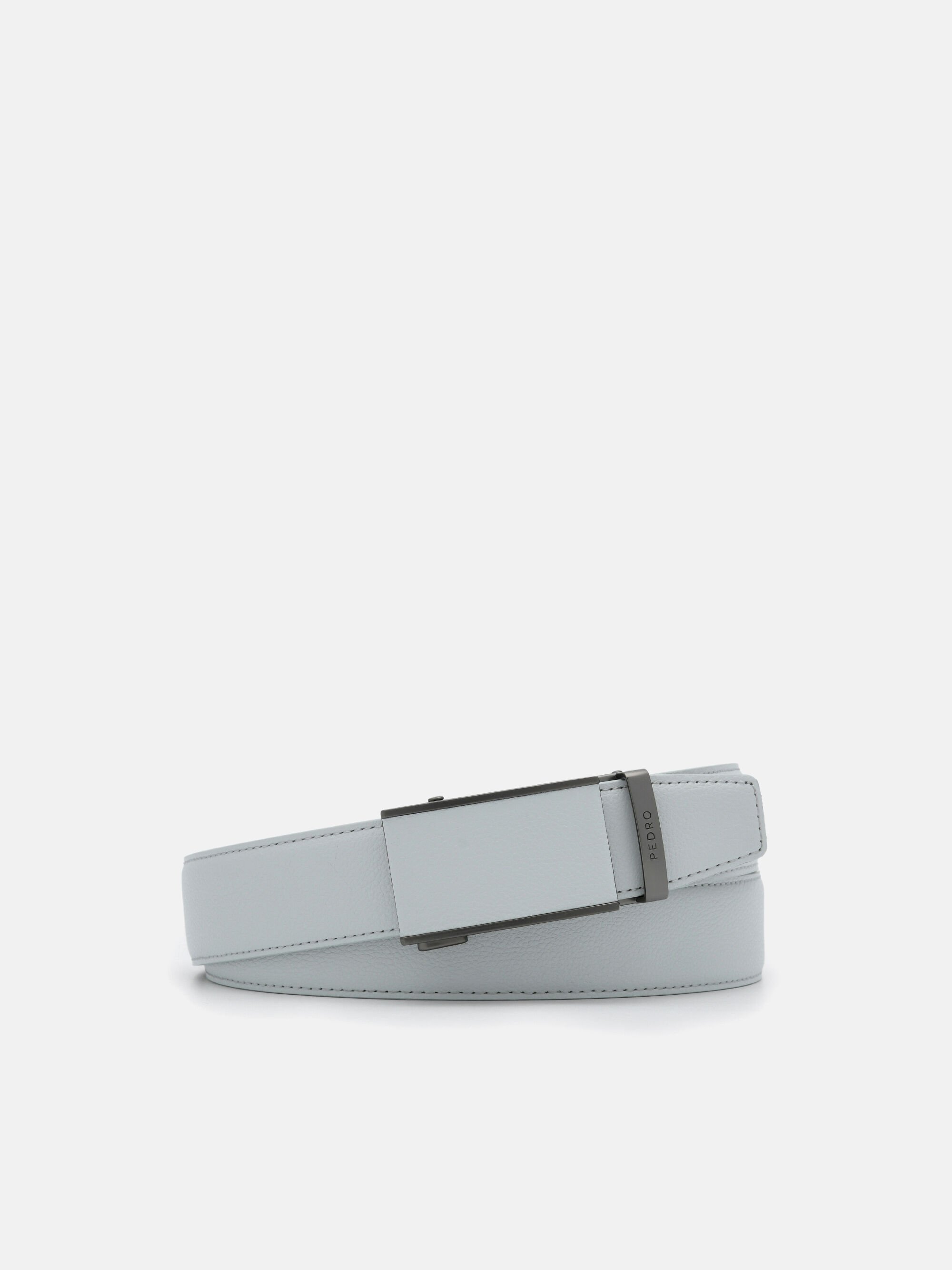 Embossed Leather Automatic Belt, Light Grey