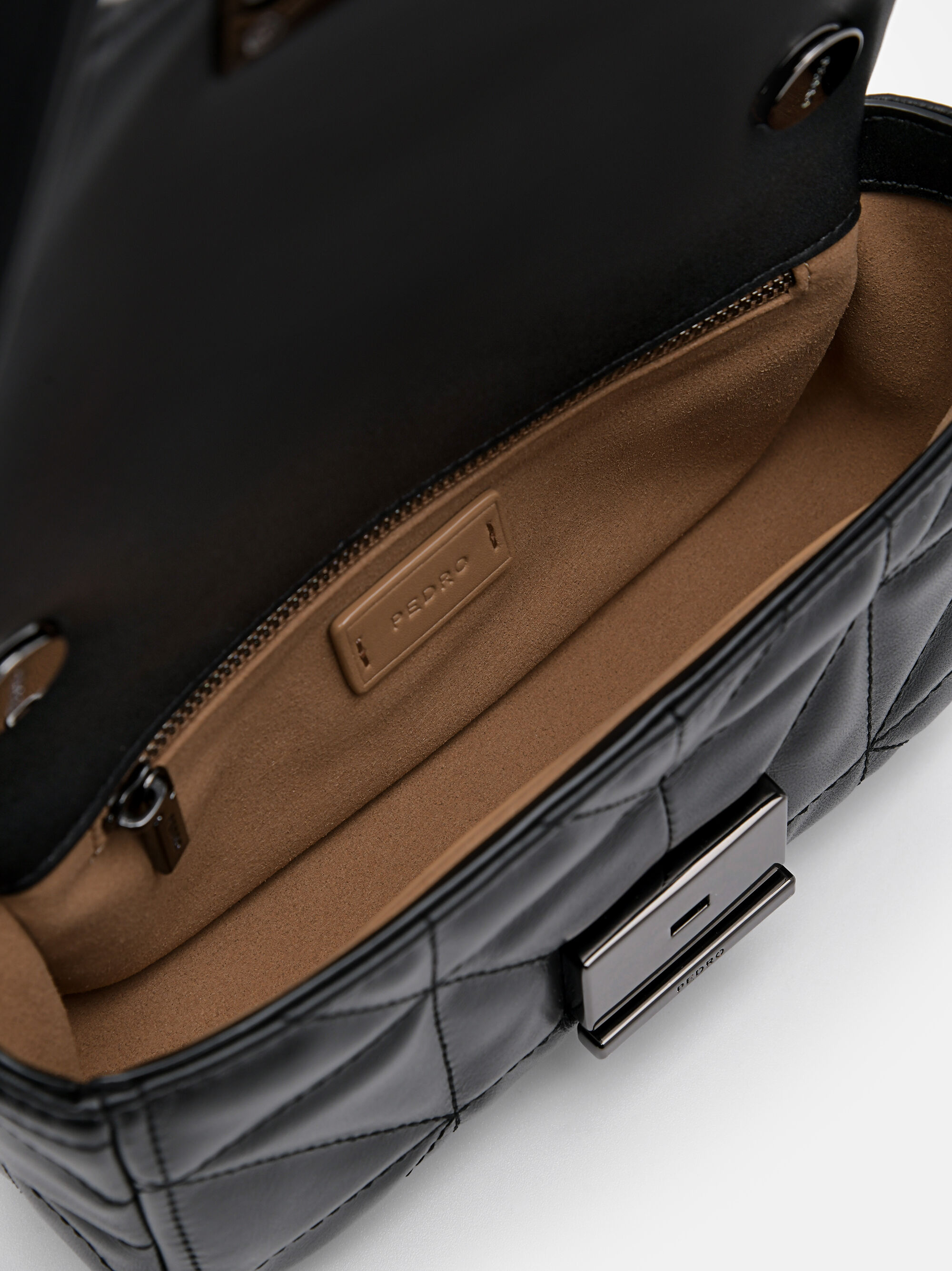 PEDRO Studio Leather Mini Shoulder Bag in Pixel, Black