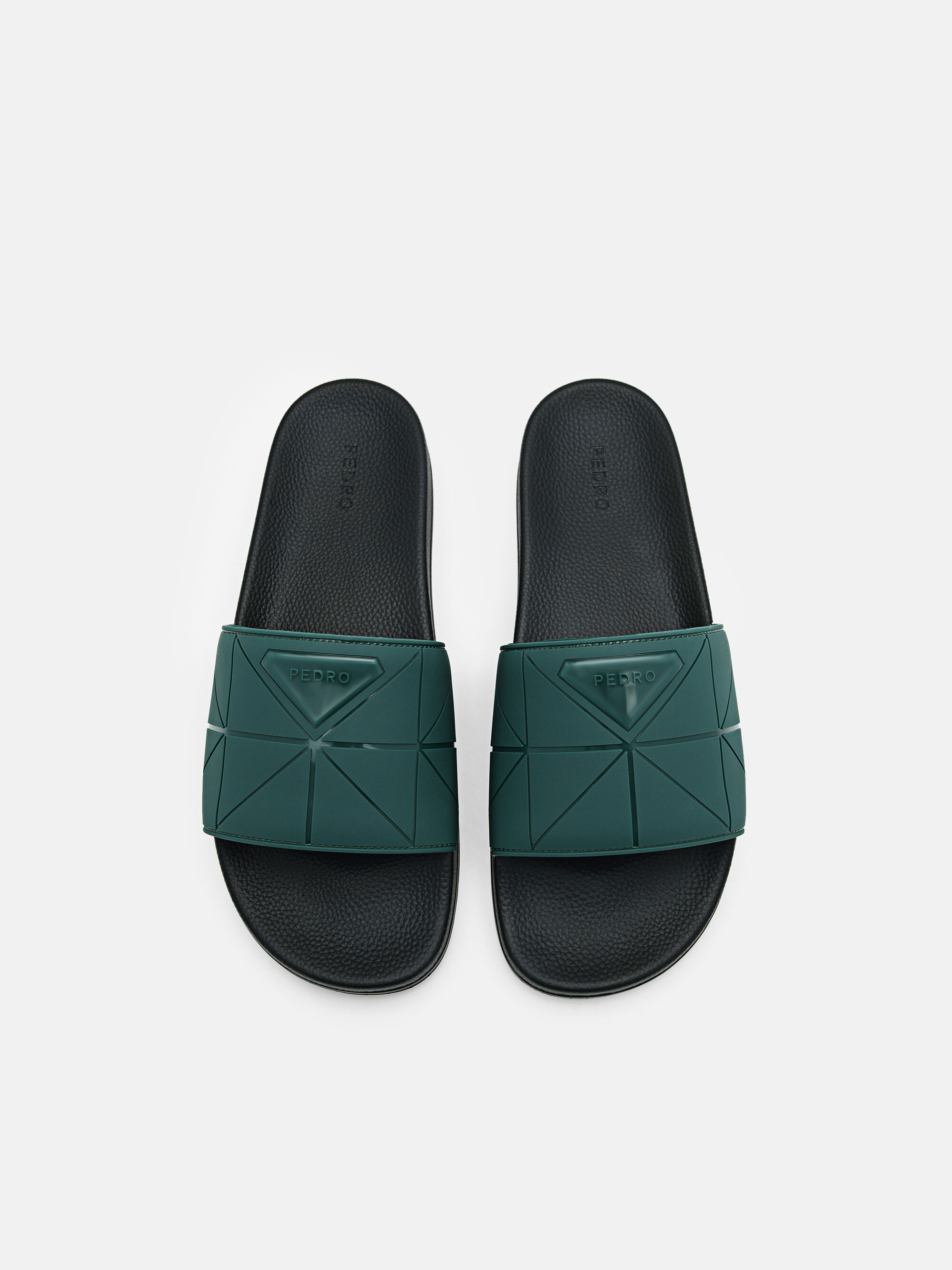 Slide Sandals in Pixel, Dark Green