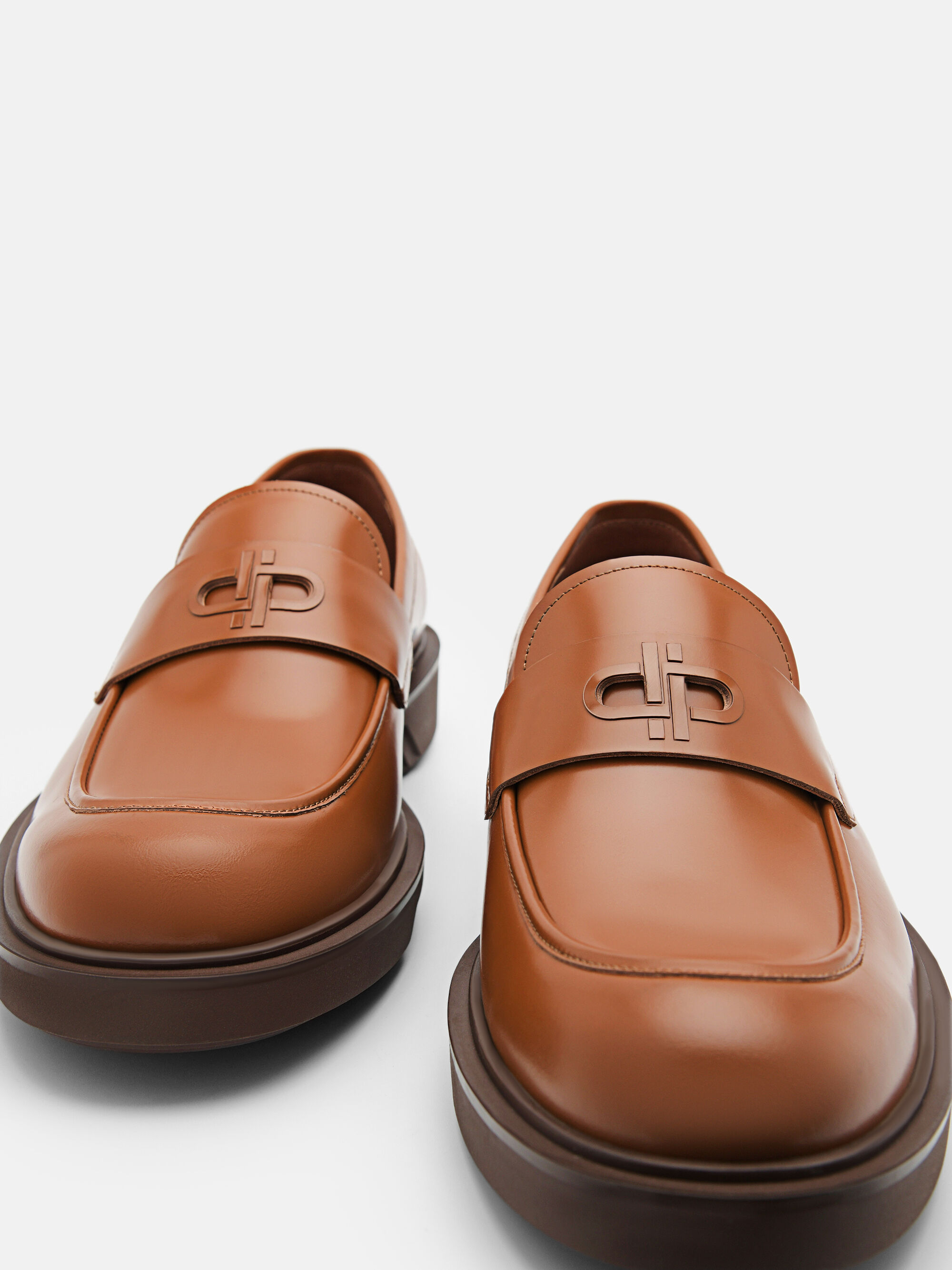 PEDRO Icon Loop Leather Penny Loafers, Cognac