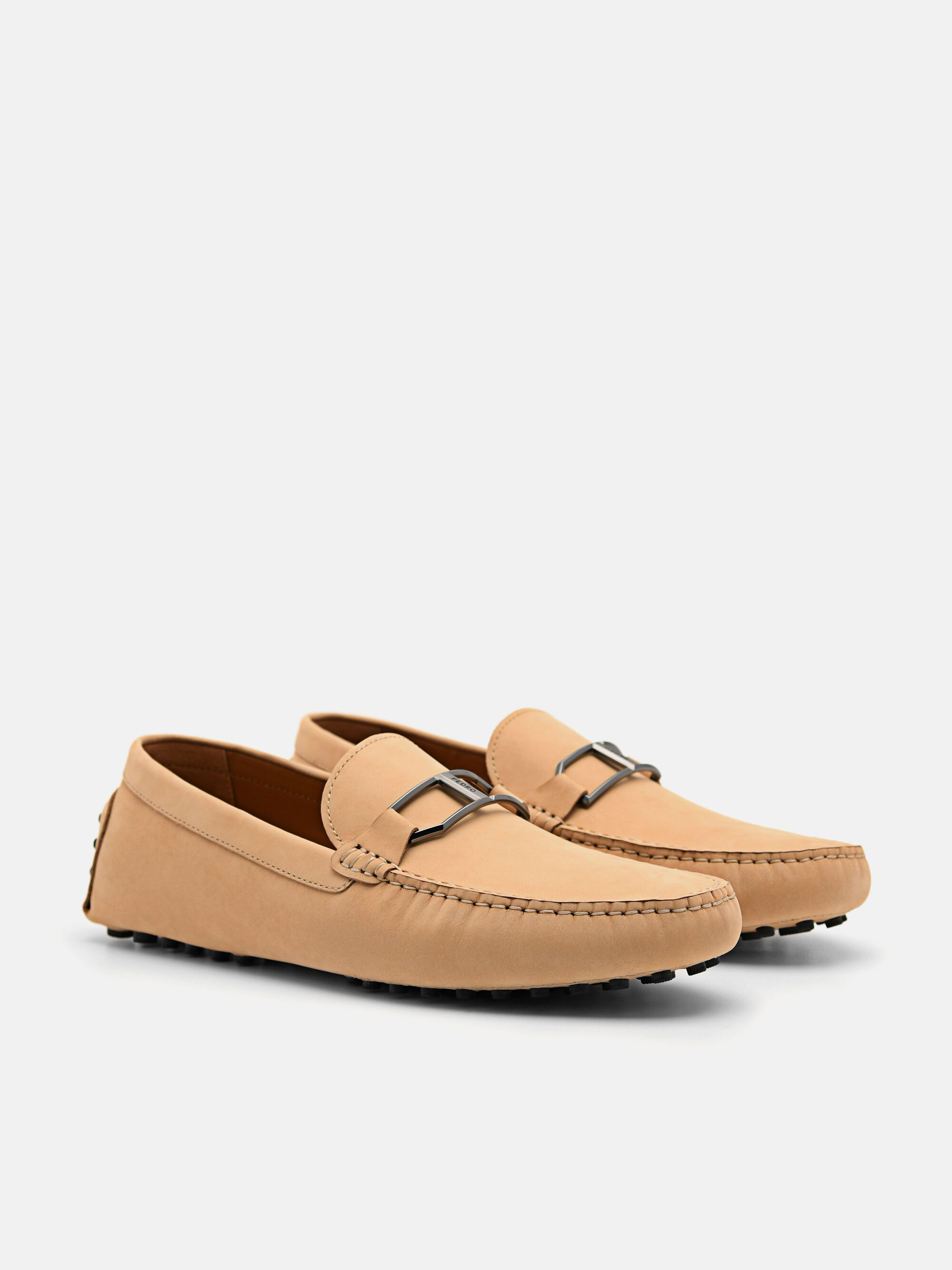 Leather Buckle Driving Shoes, Sand