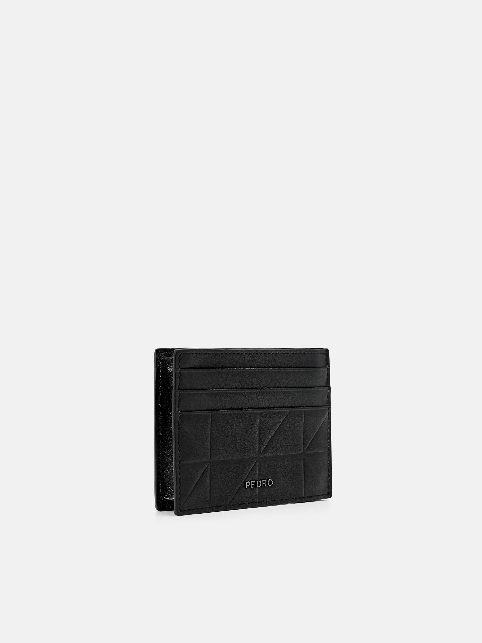 Taper Leather Card Holder in Pixel, Black