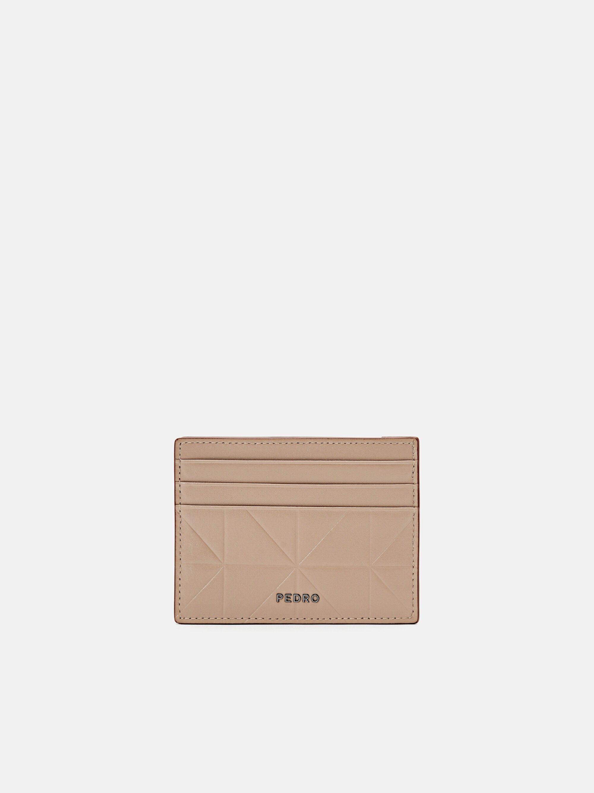 Taper Leather Card Holder in Pixel, Taupe