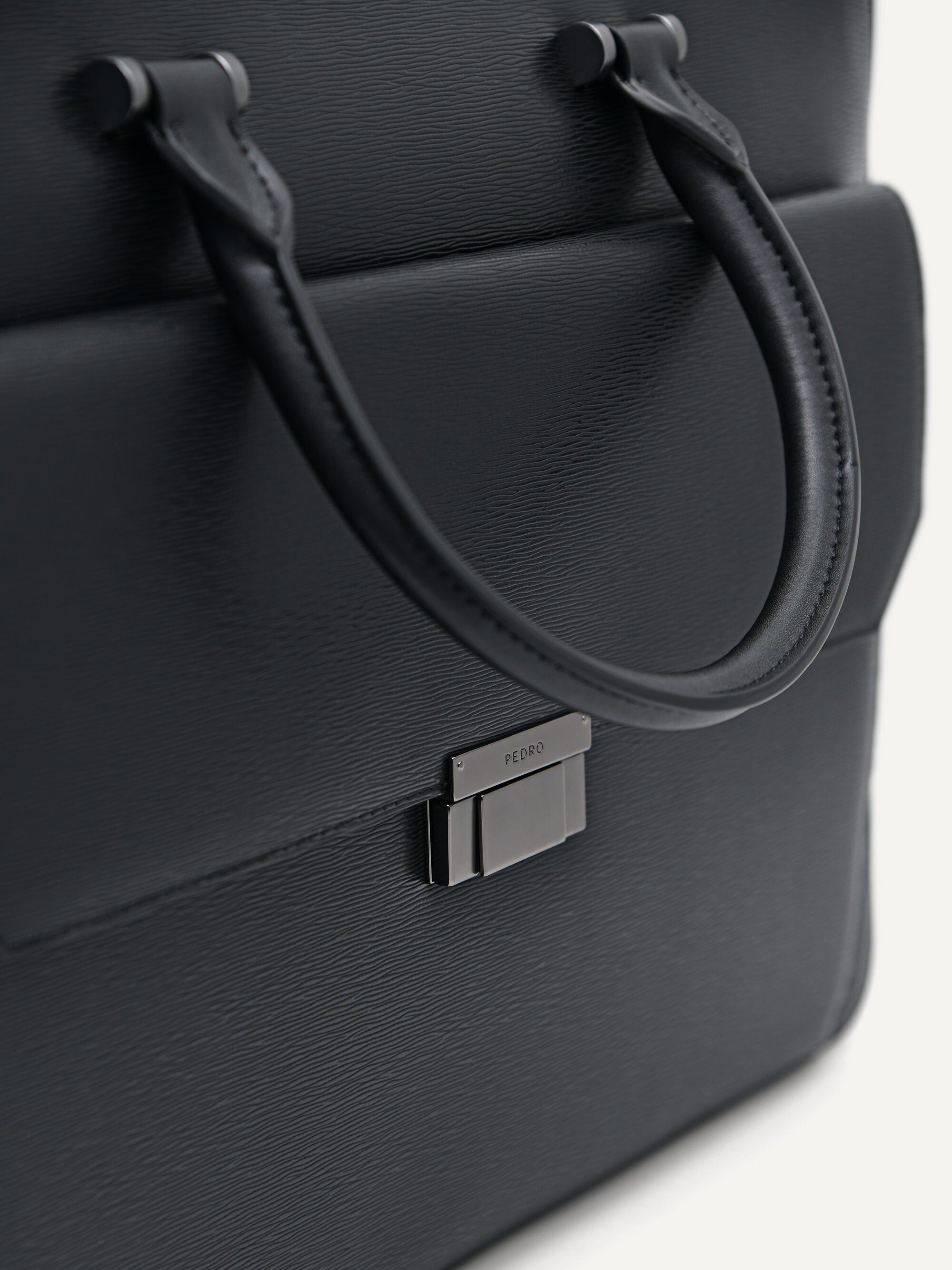 Black Henry Textured Leather Briefcase - PEDRO MY