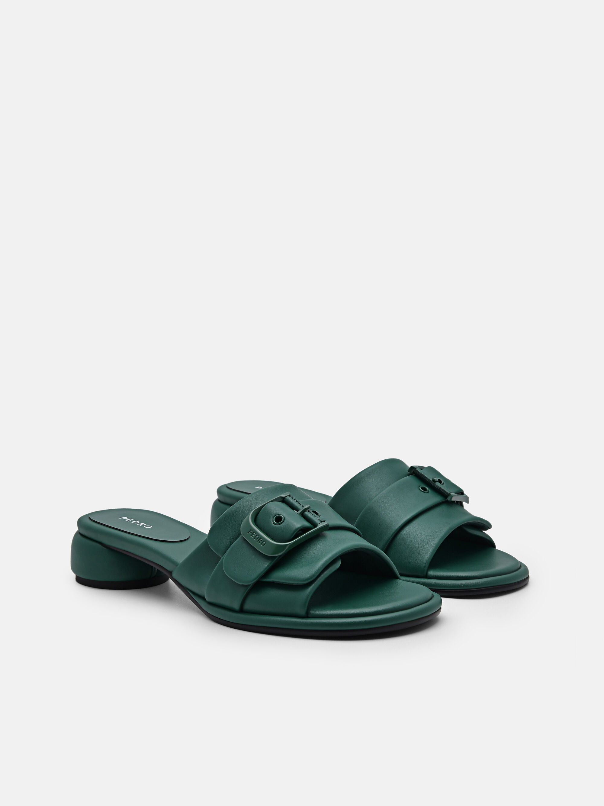 Helix Heel Sandals, Dark Green