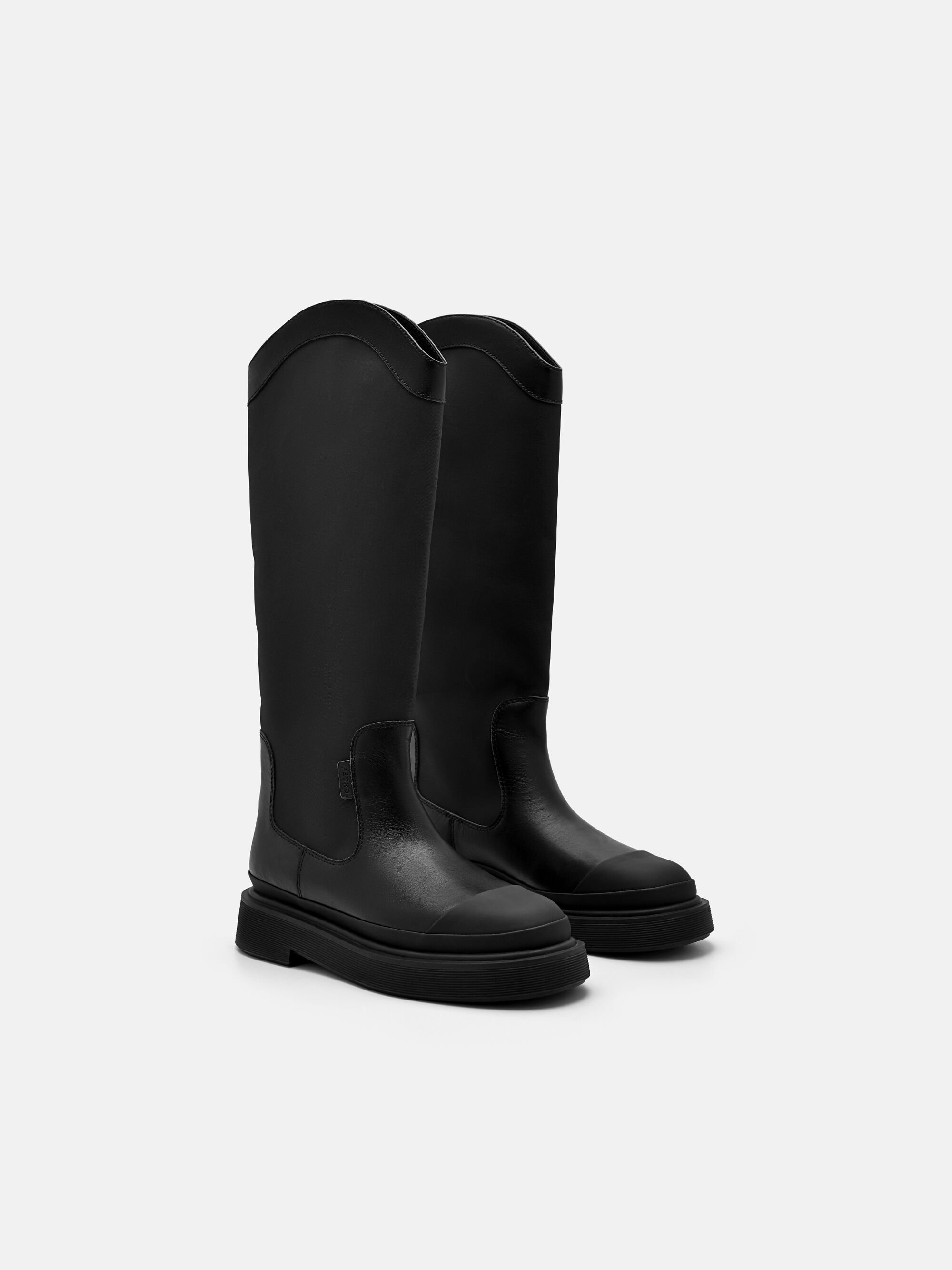 Terra Leather Knee Boots, Black