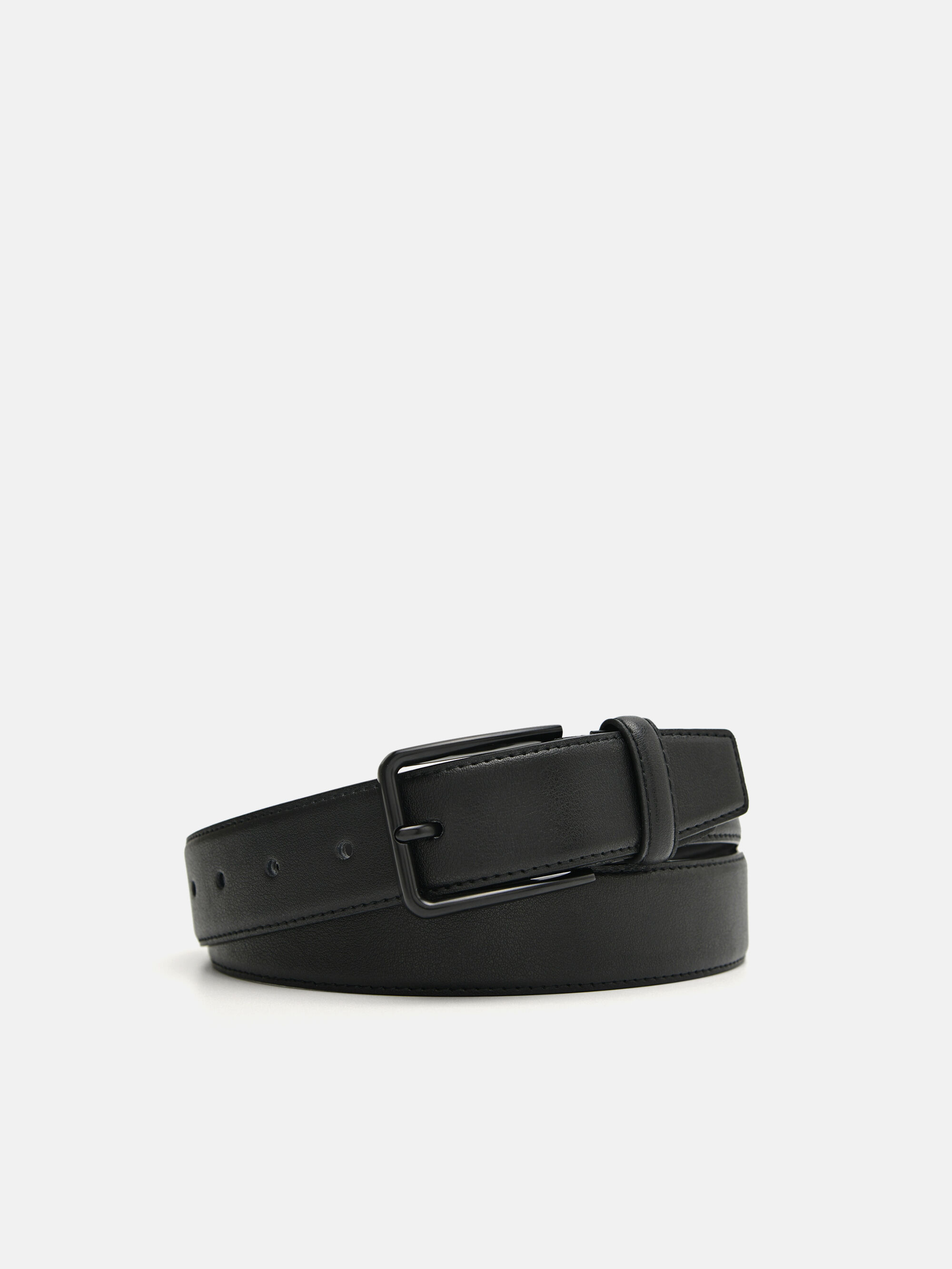 Leather Reversible Pin Belt, Black