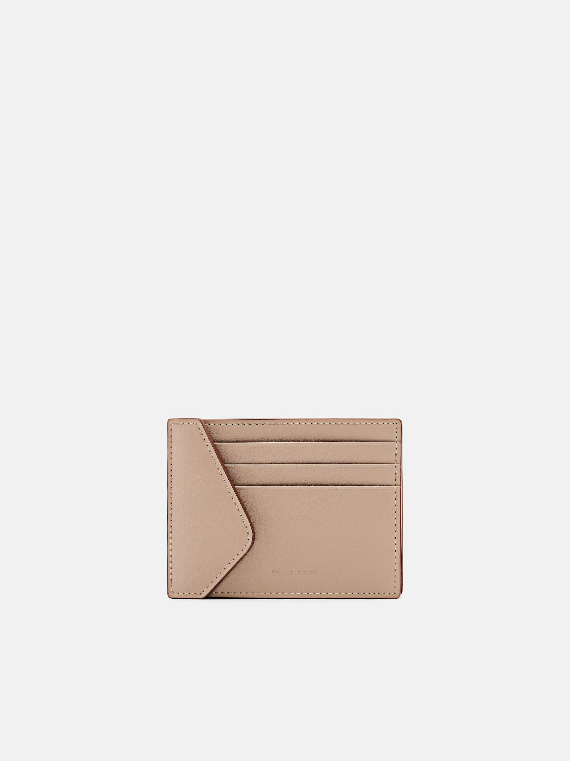 Taper Leather Card Holder in Pixel, Taupe