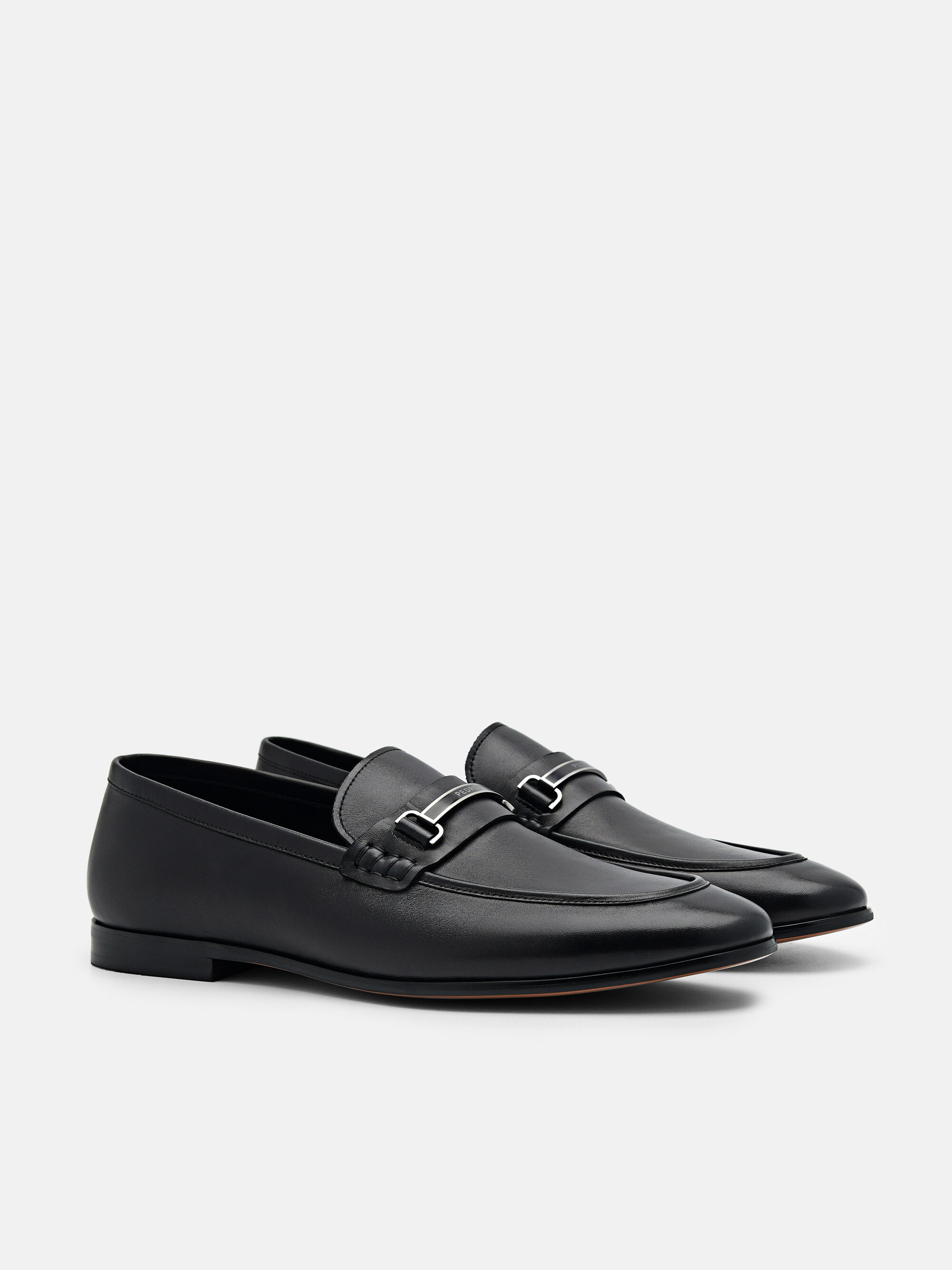 Steven Leather Loafers, Black