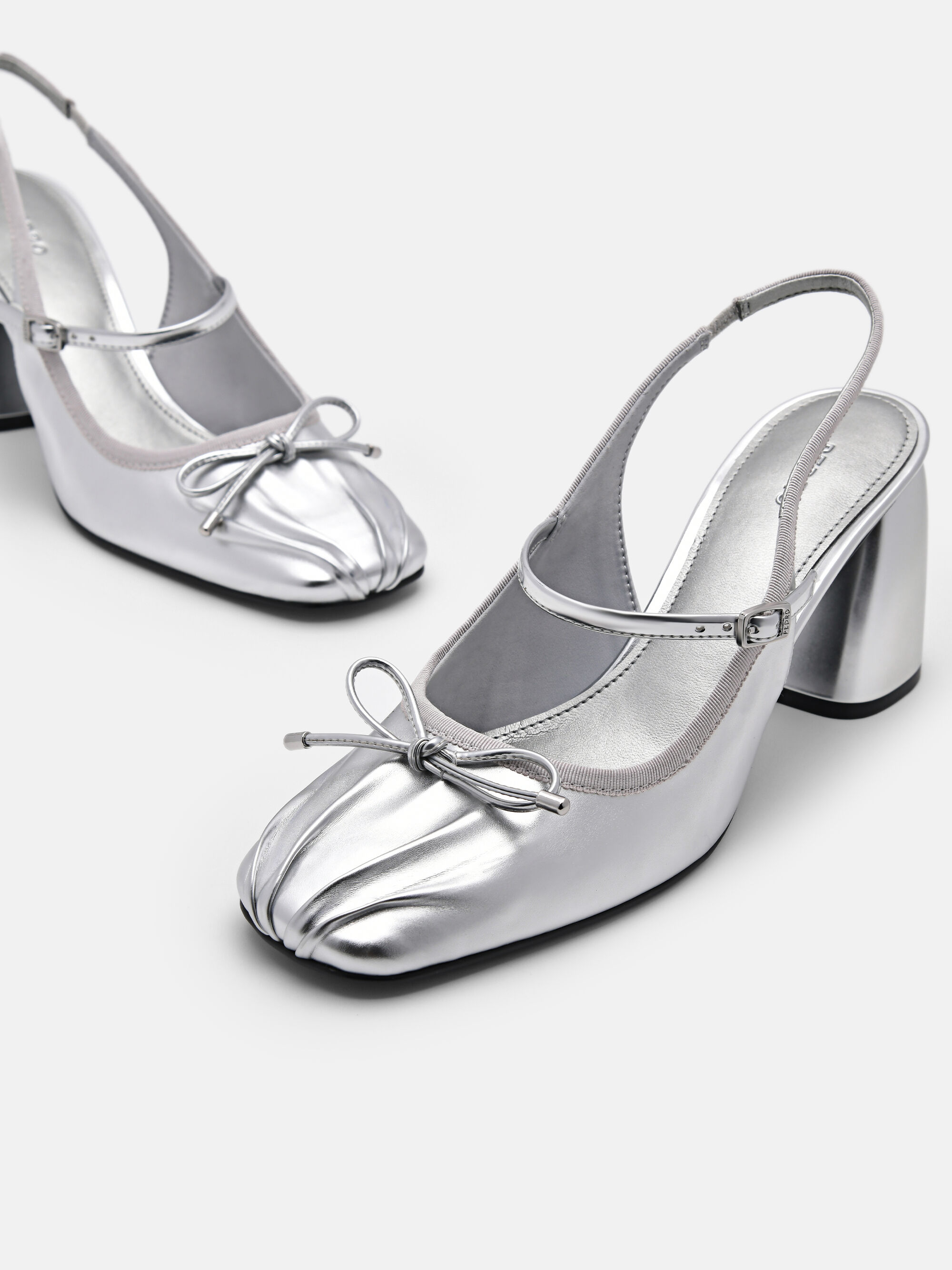 Linea Slingback Pumps, Silver