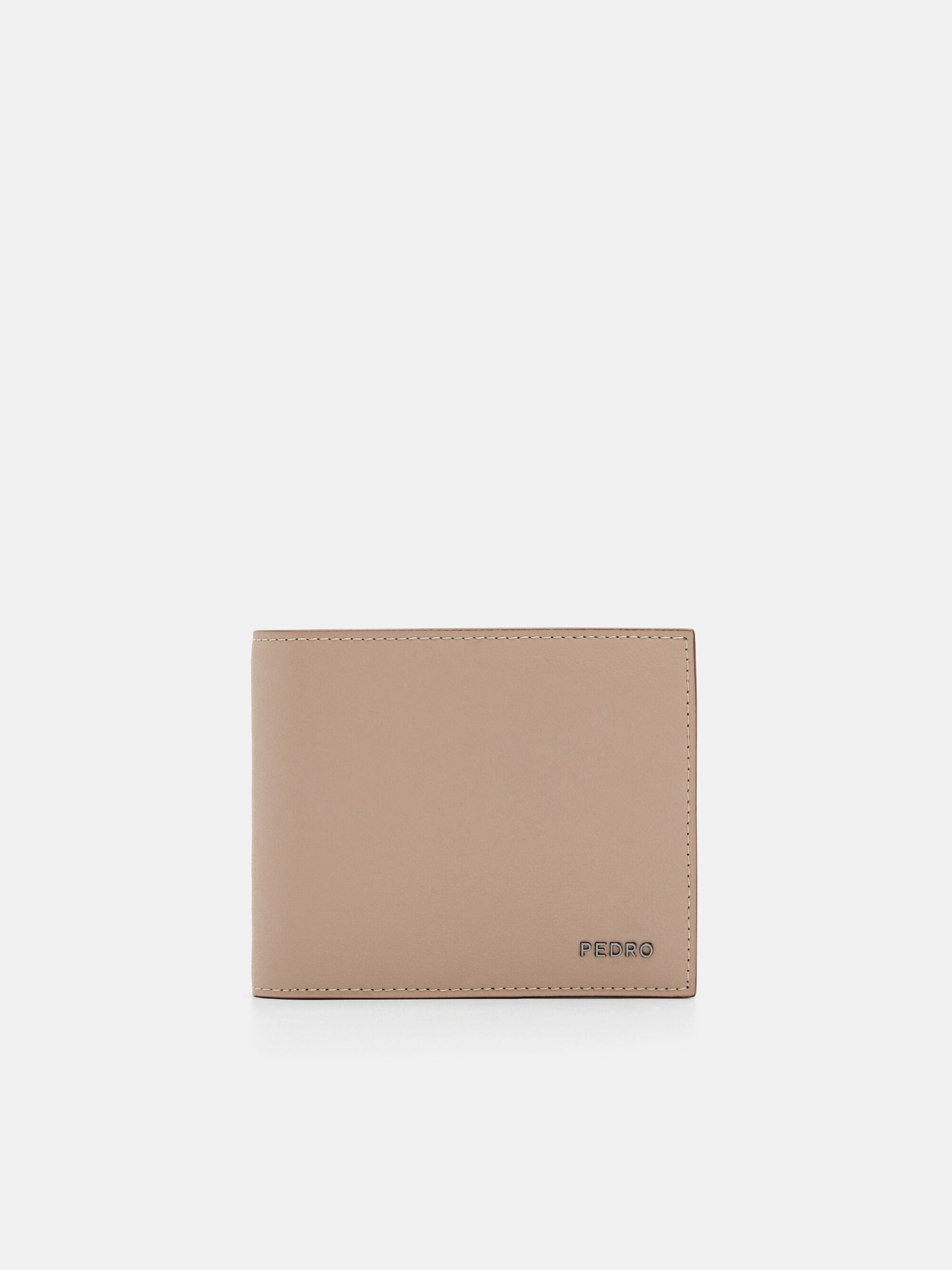 Leather Bi-Fold Coin Wallet, Taupe