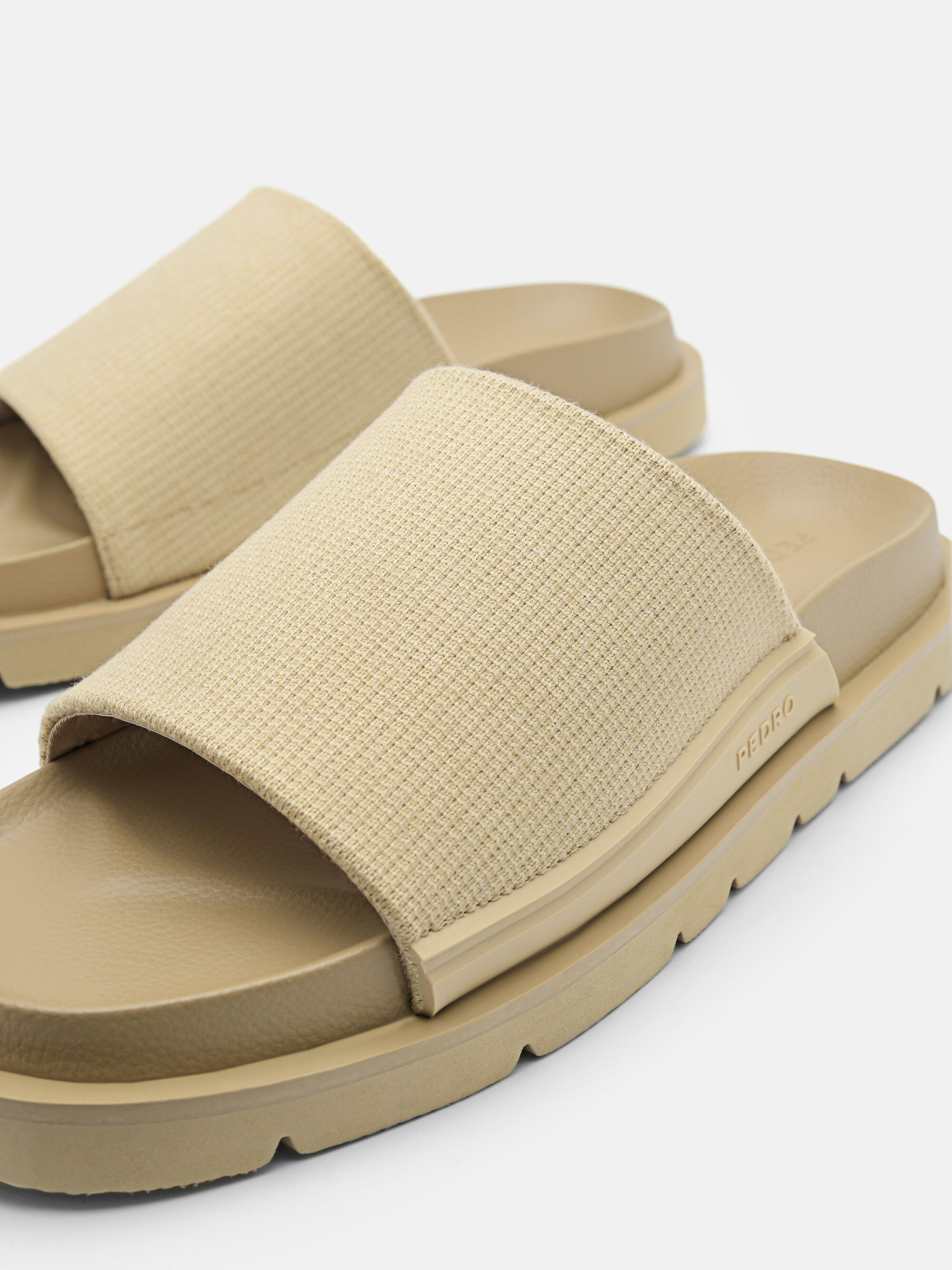 Knitted Fabric Slide Sandals, Sand