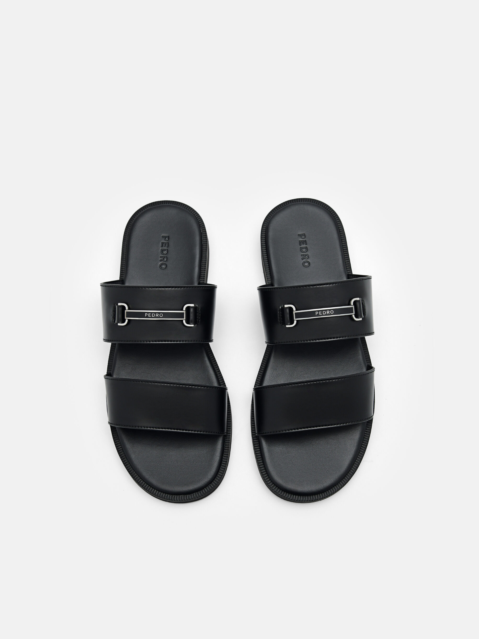 Steven Horsebit Slide Sandals, Black