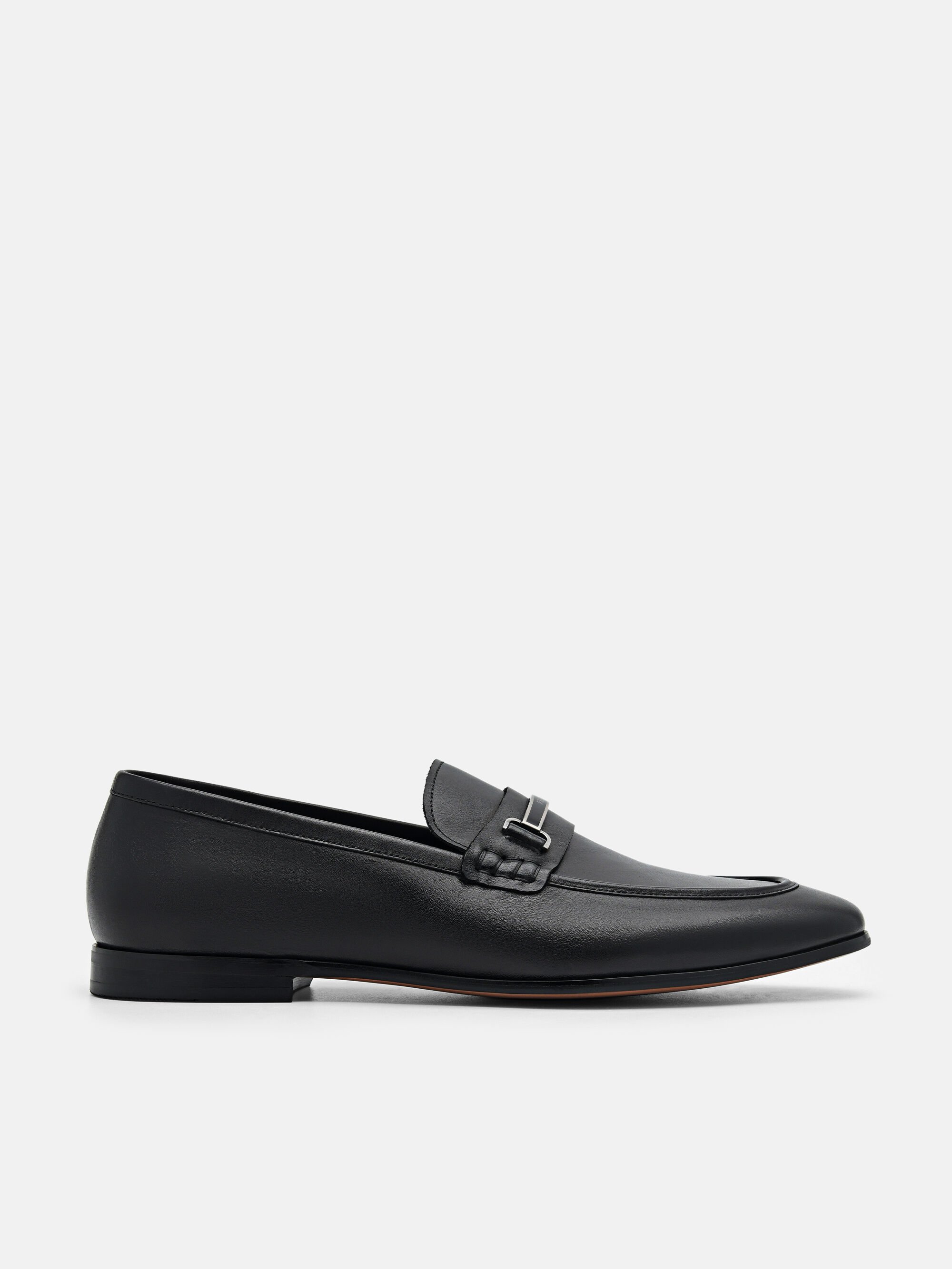 Steven Leather Loafers, Black