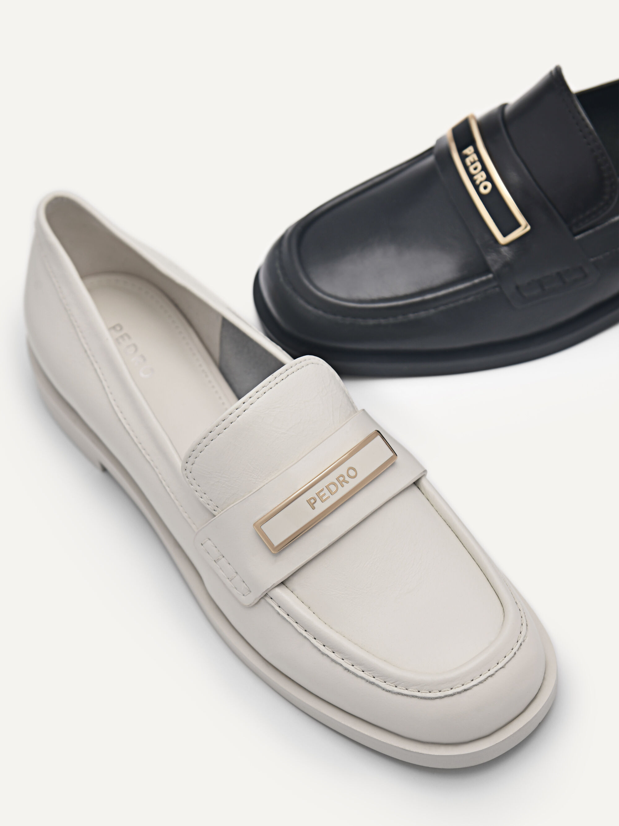 Bianca Leather Loafers, Chalk