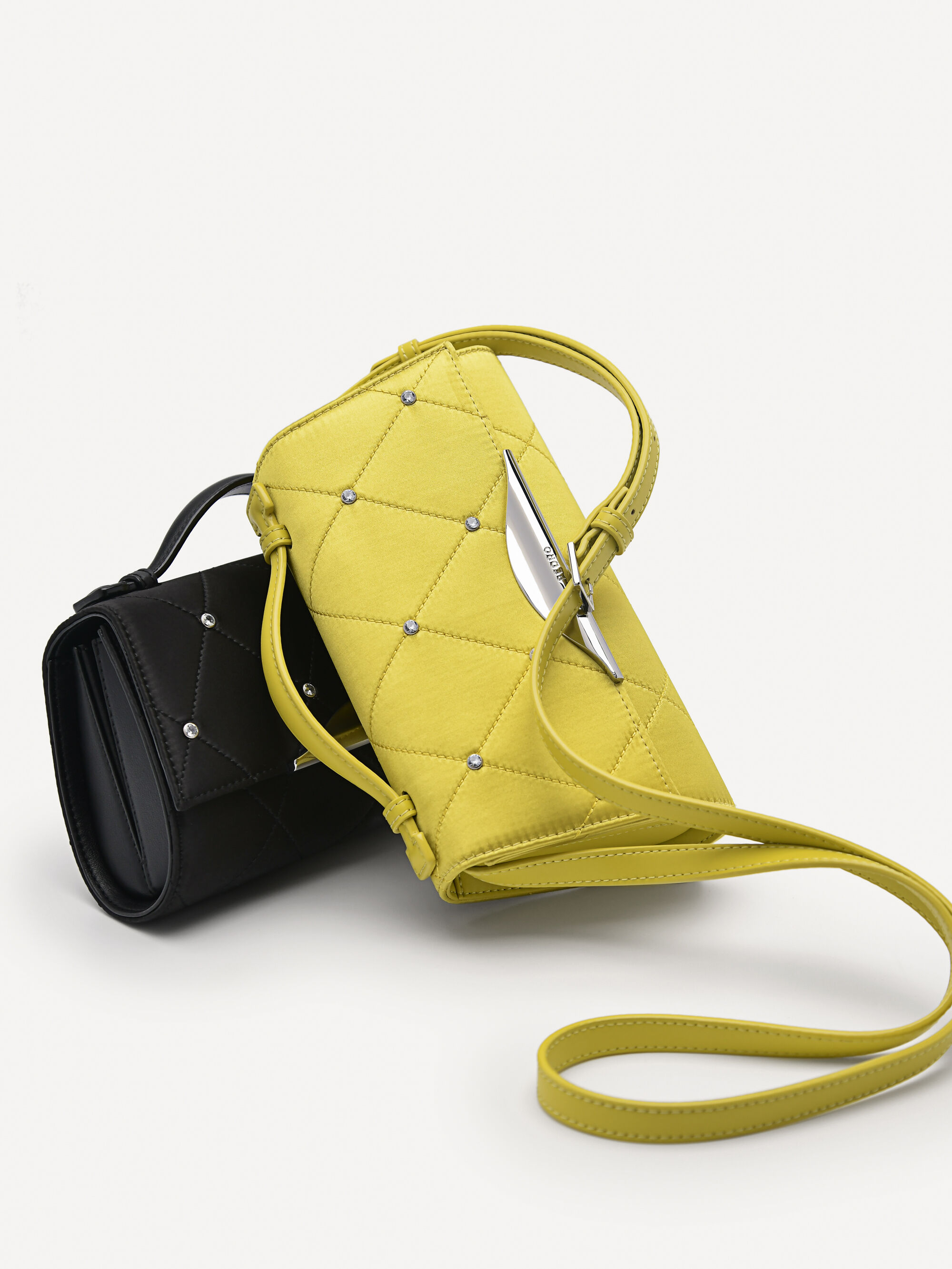 Rina Mini Satin Handbag, Yellow