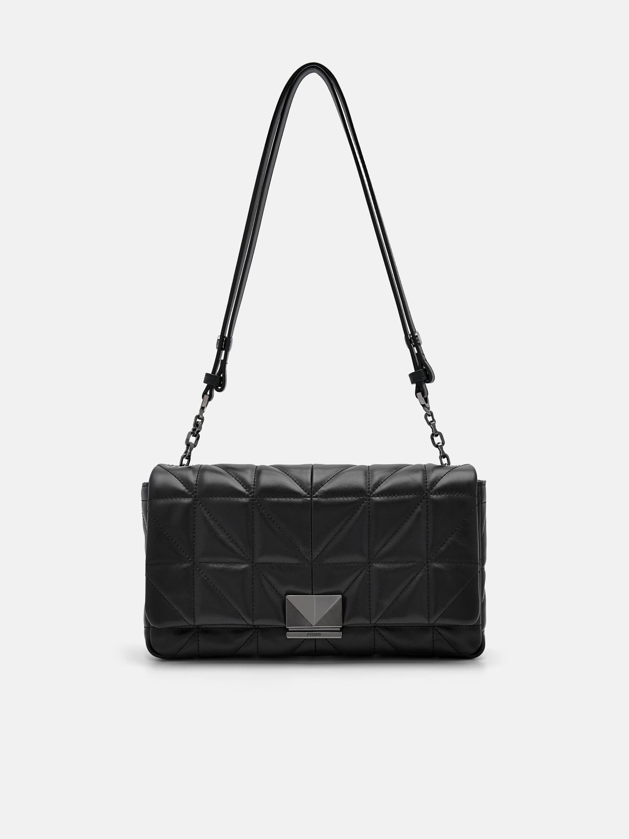 PEDRO Studio Leather Shoulder Bag in Pixel, Black, hi-res