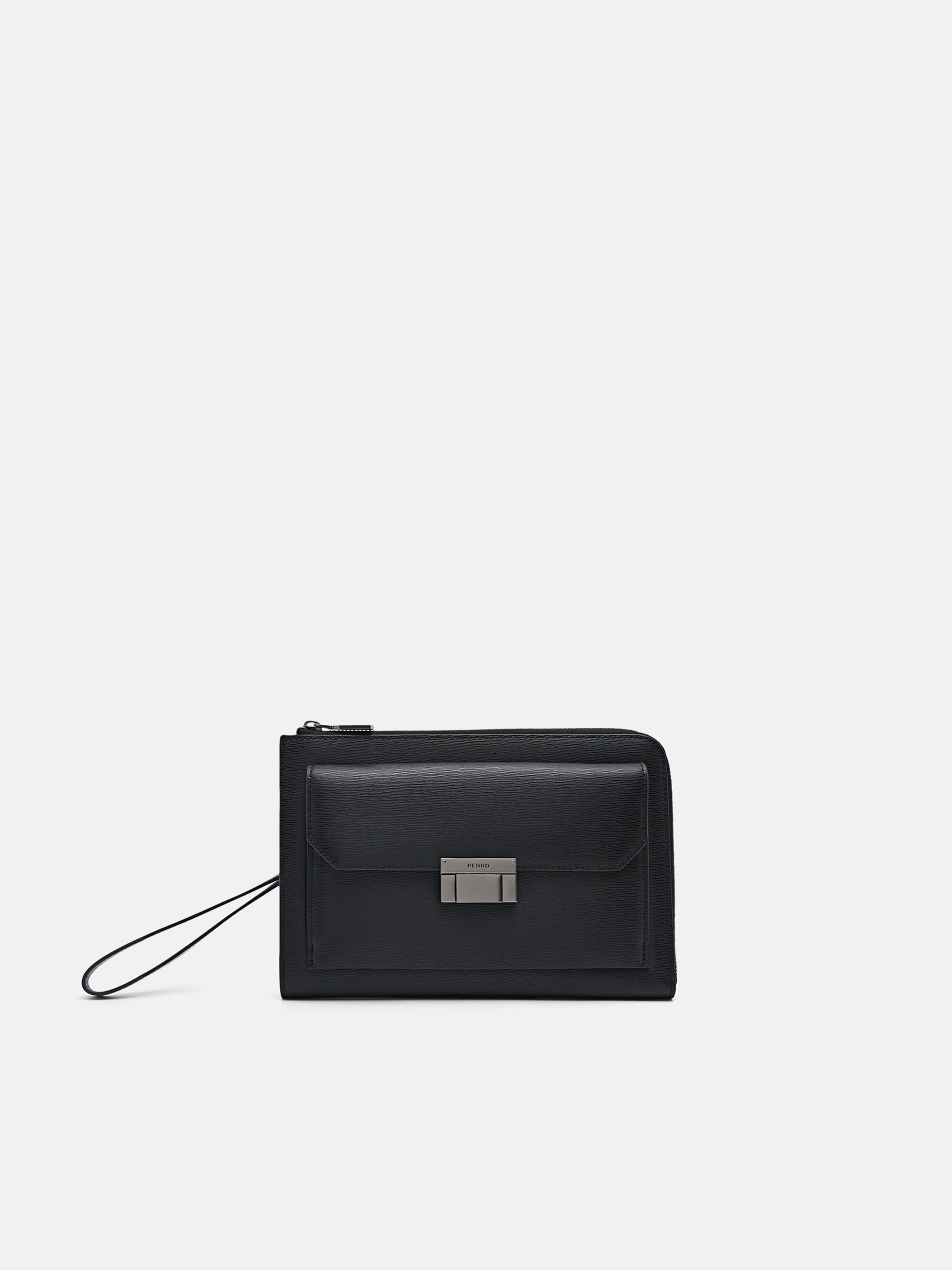 Henry Leather Clutch Bag, Black, hi-res