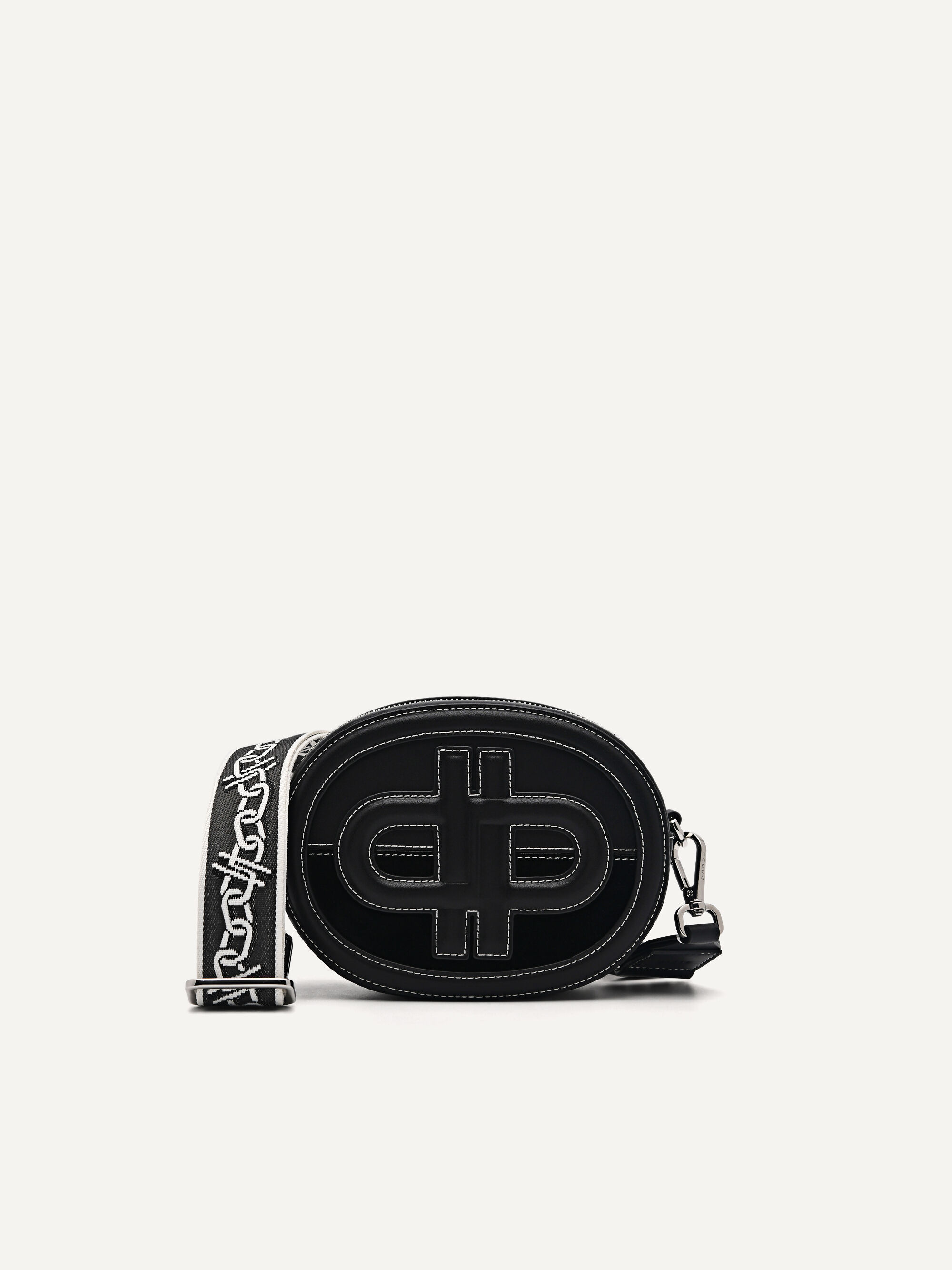 PEDRO Icon Round Leather Shoulder Bag, Black, hi-res