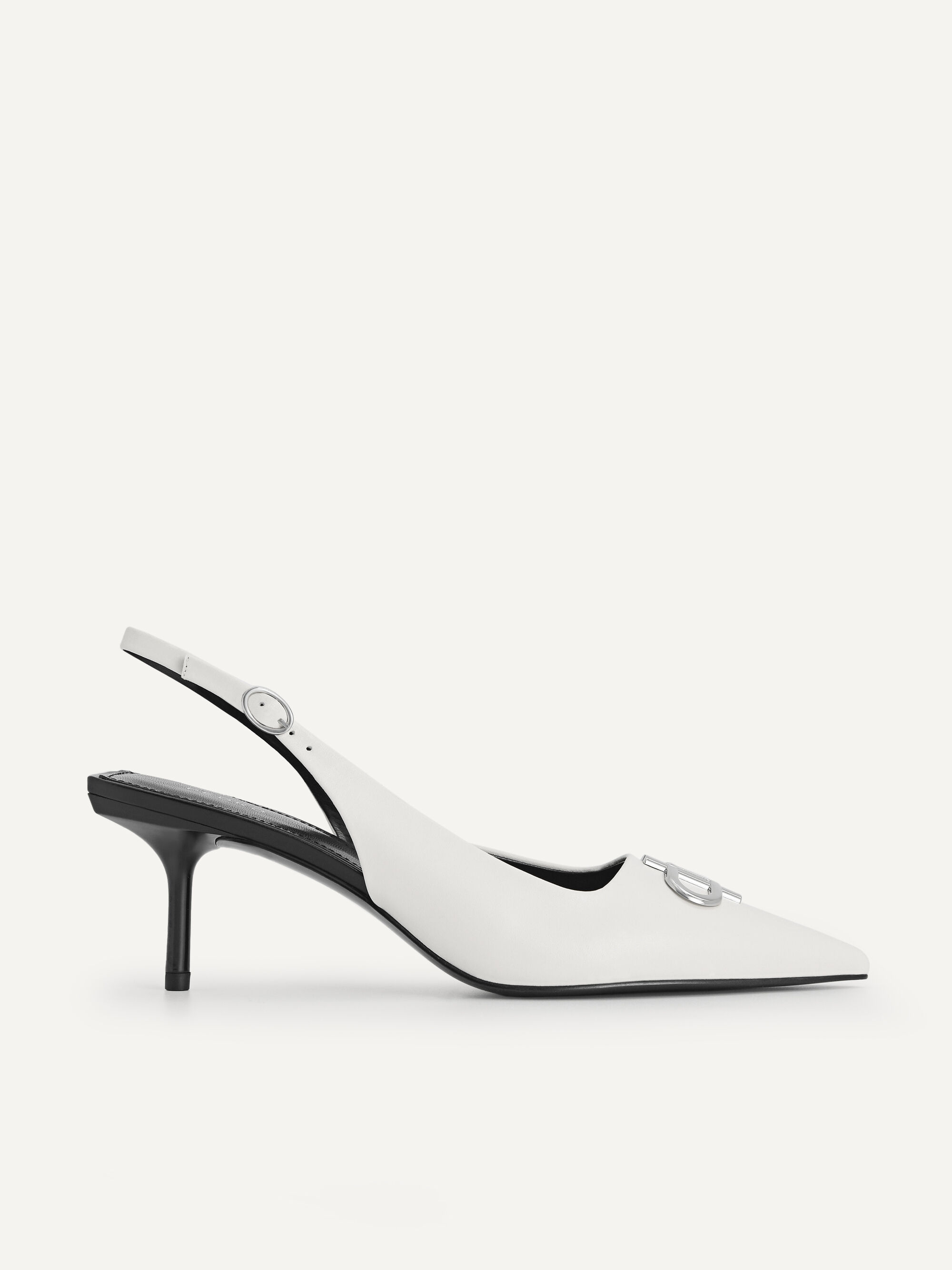 Giày cao gót bít mũi Icon Leather Pointed, Phấn, hi-res