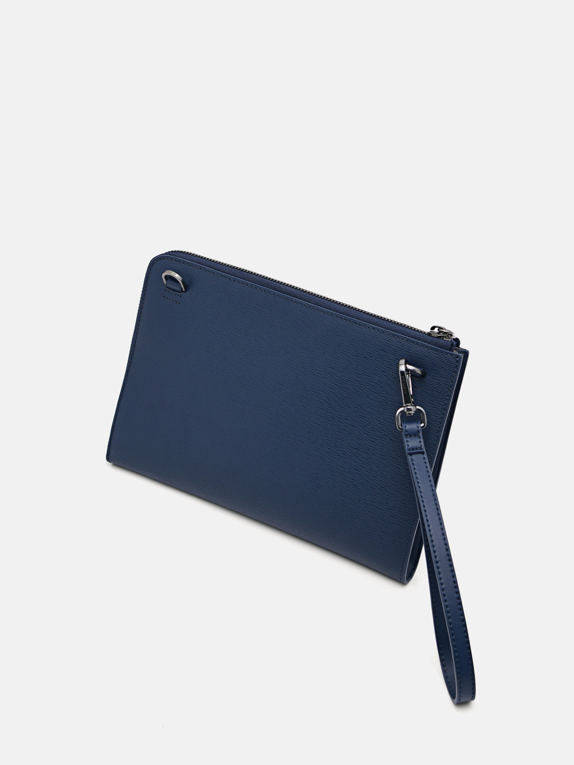 Clutch chữ nhật Small Leather, Xanh Navy, hi-res