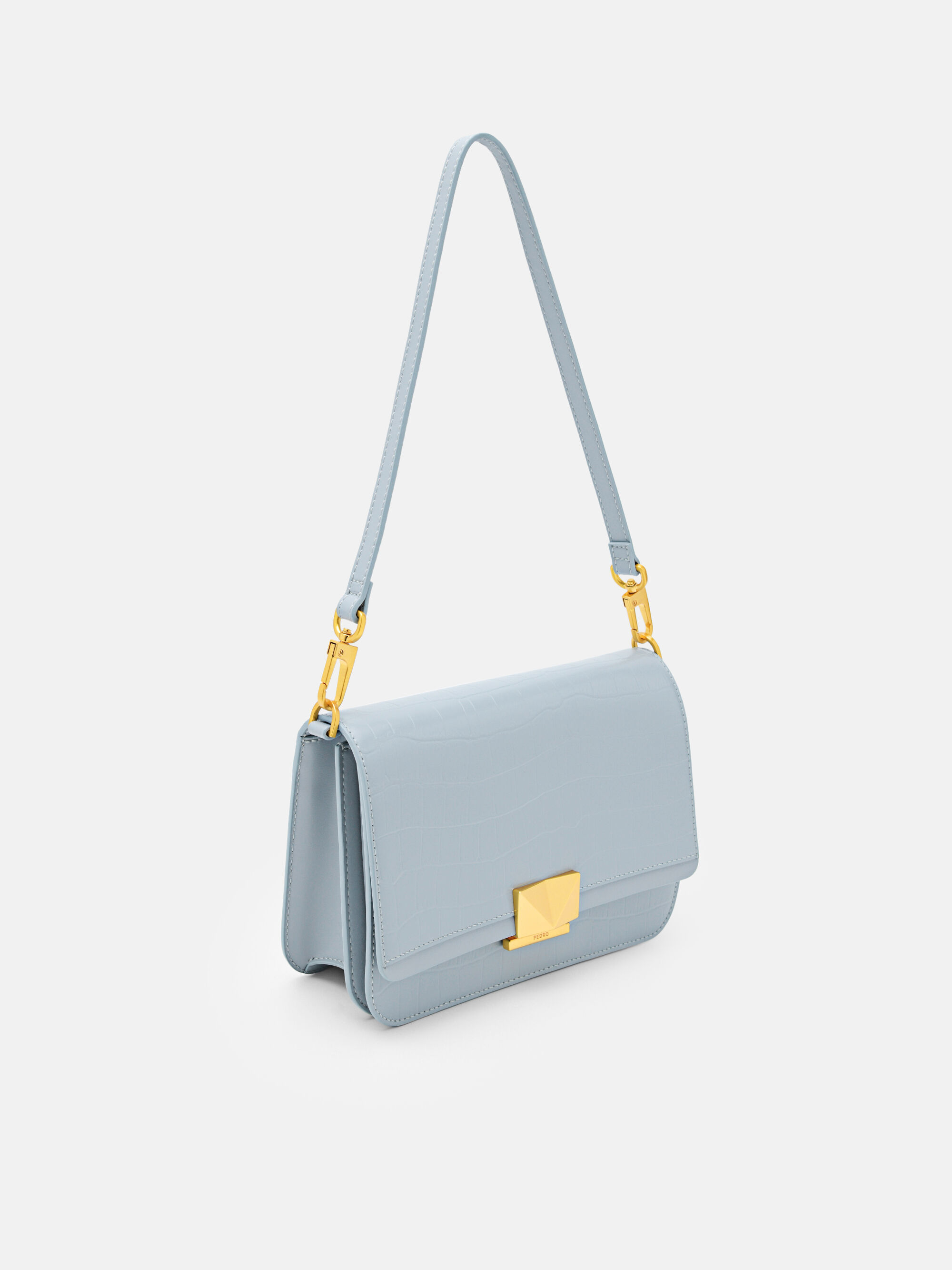 PEDRO Studio Pixel Leather Shoulder Bag, Slate Blue, hi-res